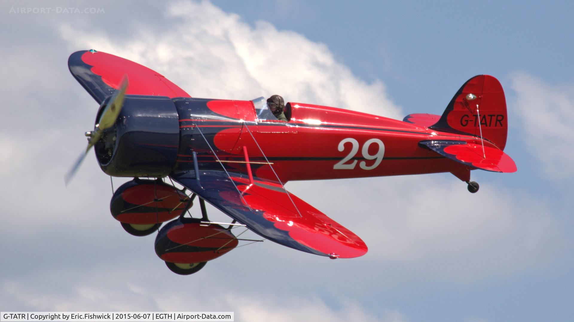 G-TATR, 2012 Travel Air Type R Racer Replica C/N LAA 362-14892, 43. G-TATR in display mode at The Shuttleworth Flying Day and LAA Party in the Park, June 2015.