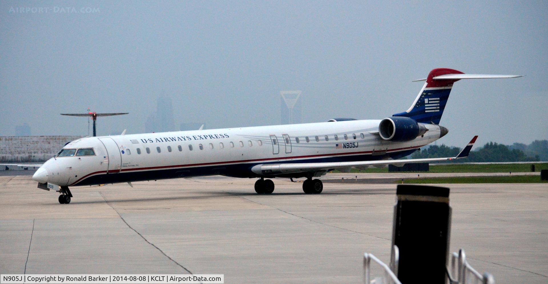N905J, 2003 Bombardier CRJ-900 (CL-600-2D24) C/N 15005, Taxi CLT
