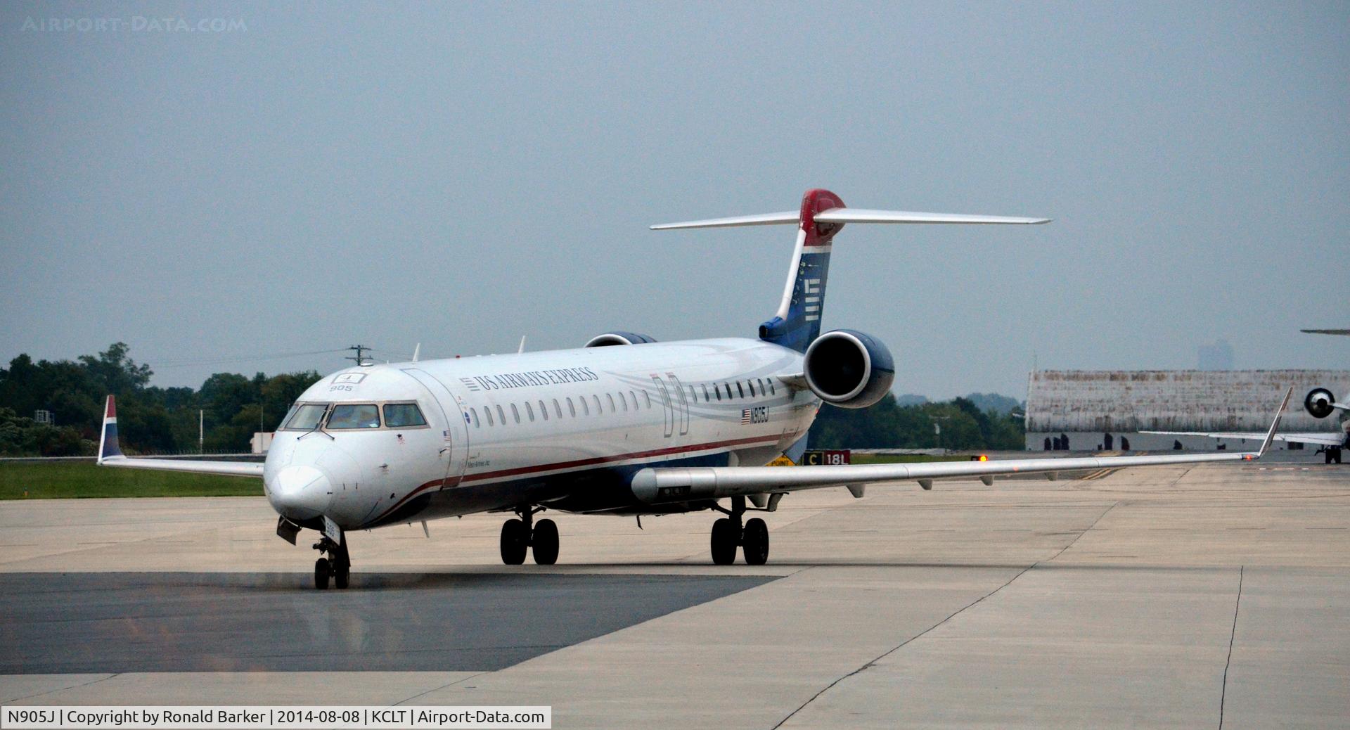 N905J, 2003 Bombardier CRJ-900 (CL-600-2D24) C/N 15005, Taxi CLT