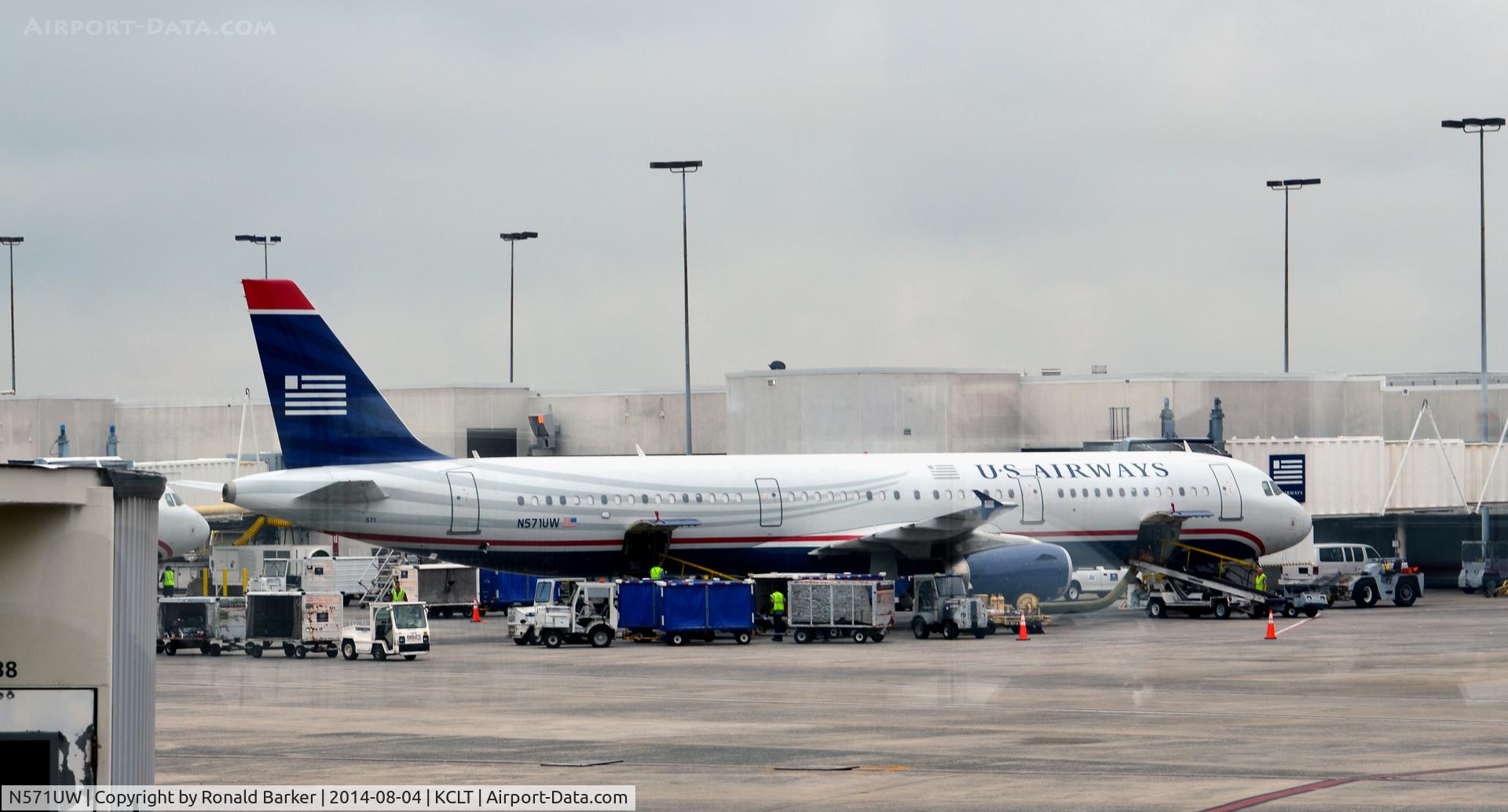 N571UW, 2013 Airbus A321-231 C/N 5800, At the gate CLT