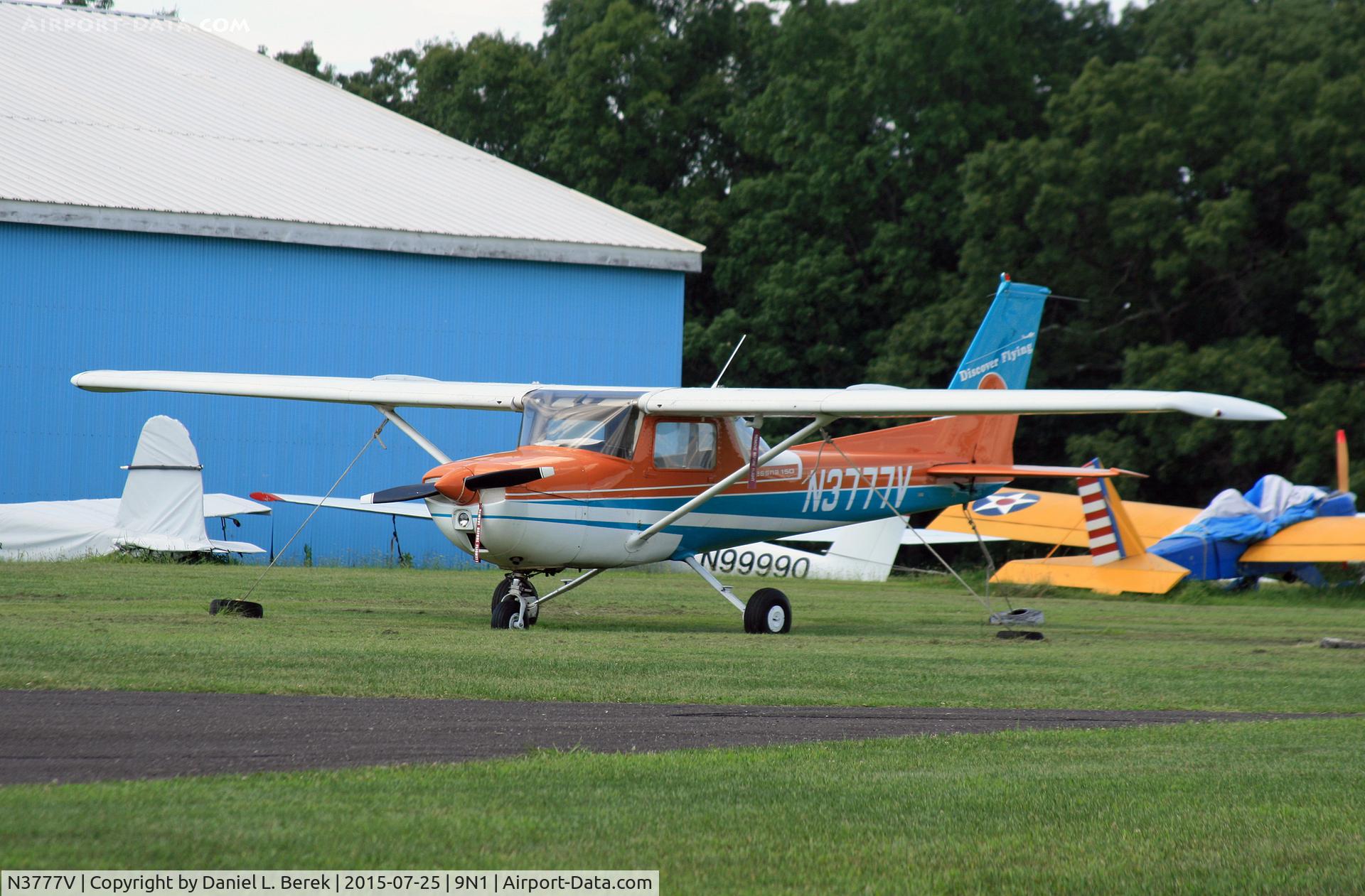 N3777V, 1975 Cessna 150M C/N 15076620, This colorful 1975-vintage Cessna 150 belongs to a local flying club.  It is seen at Van Sant Airport, Erwinna, PA.