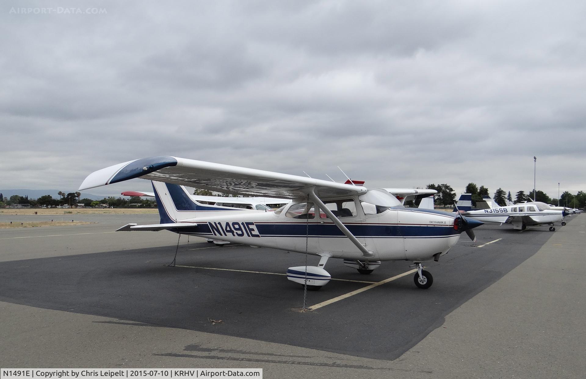 N1491E, 1978 Cessna 172N C/N 17271021, A locally based 1978 Cessna 172N parked at transient parking to move out of its tie down row to make room for the Reid Hillview STEAM Fest/Airport Day at Reid Hillview Airport, CA.