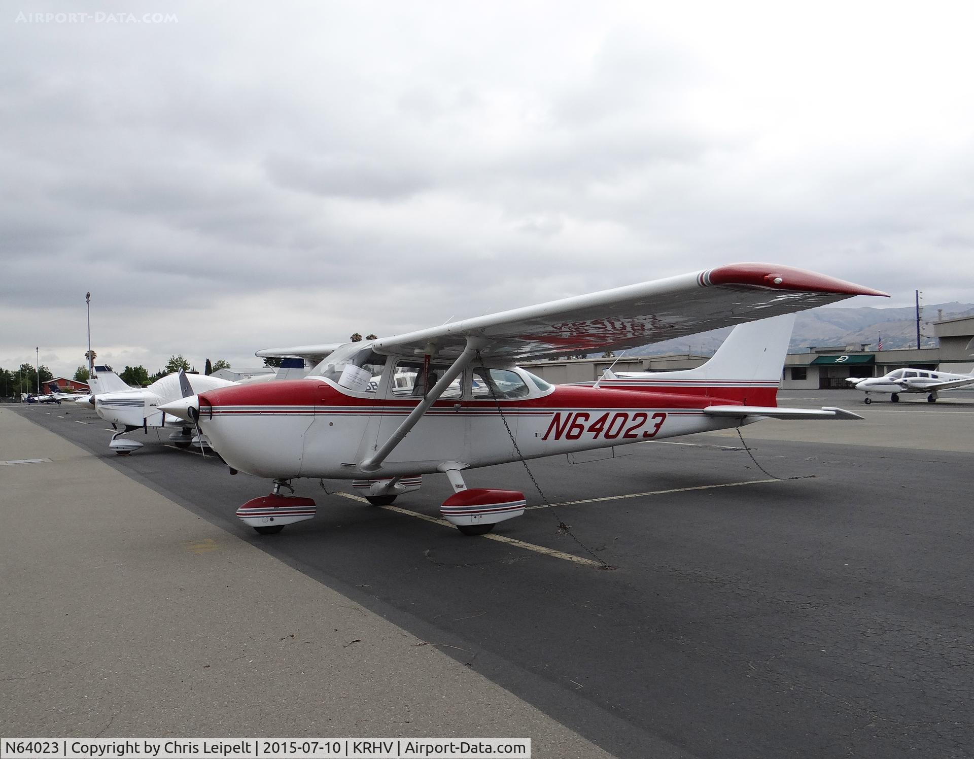 N64023, 1975 Cessna 172M C/N 17264969, A locally based 1975 Cessna 172M parked at transient parking to make room for Reid Hillview's STEAM Fest/Airport Day the following day at Reid Hillview Airport, CA.