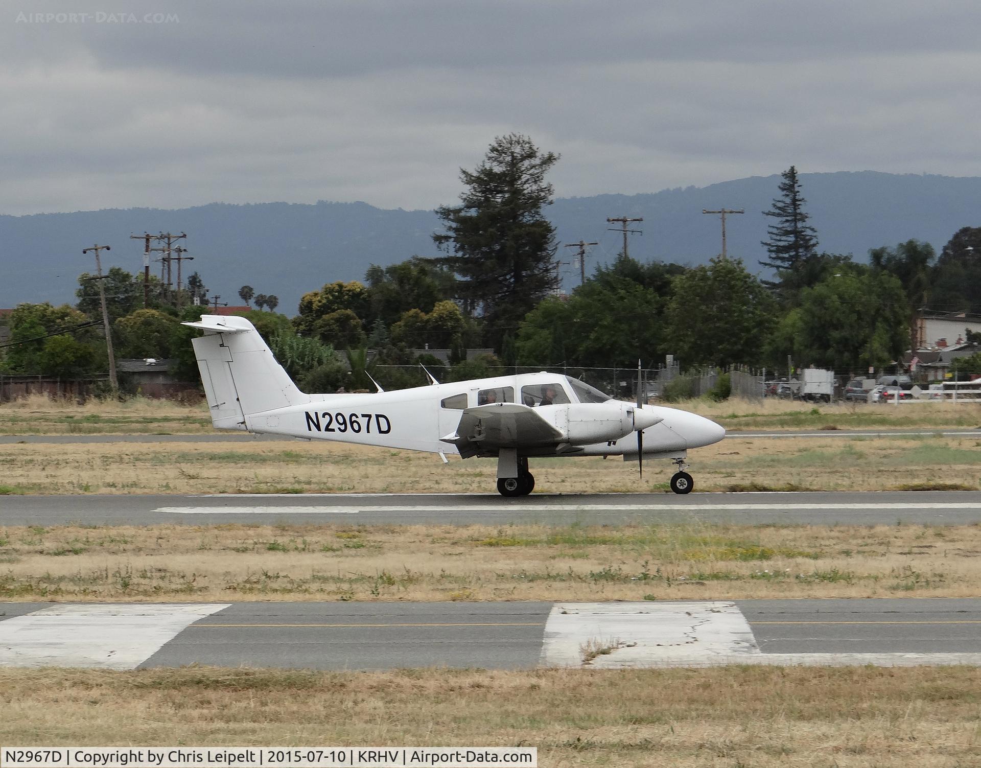 N2967D, 1979 Piper PA-44-180 Seminole C/N 44-7995321, Nice Air's 1979 Piper Seminole rolling down 31R after landing on an overcast morning at Reid Hillview Airport, CA.