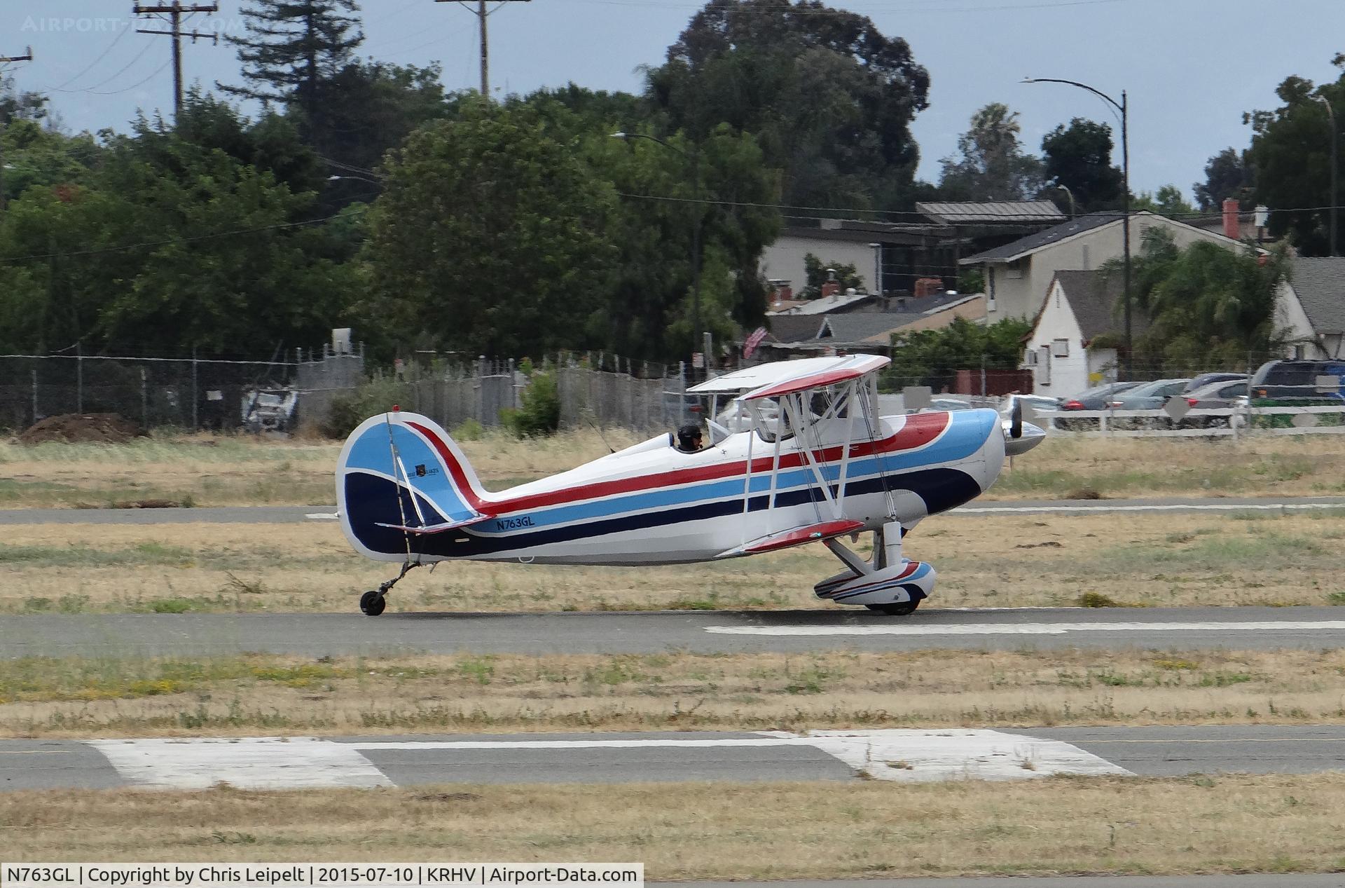 N763GL, 1977 Great Lakes 2T-1A-2 Sport Trainer C/N 0763, A transient 1977 Great Lakes rolling down 31R at Reid Hillview Airport, CA.