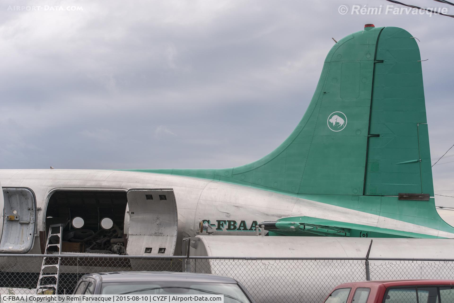 C-FBAA, 1945 Douglas C54D-DC C/N 10653, Inside full of 'spare' parts. Sadly, this one will likely never fly again. Difficult to photograph as tucked in between seacans.