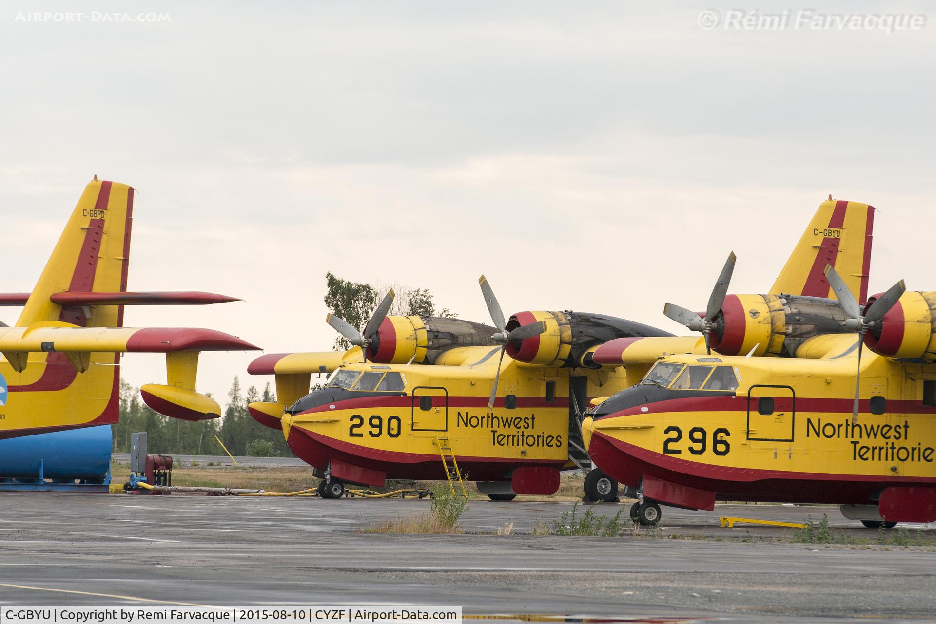 C-GBYU, 1985 Canadair CL-215-6B11(CL-215T) C/N 1083, Hiding behind the other CL215.