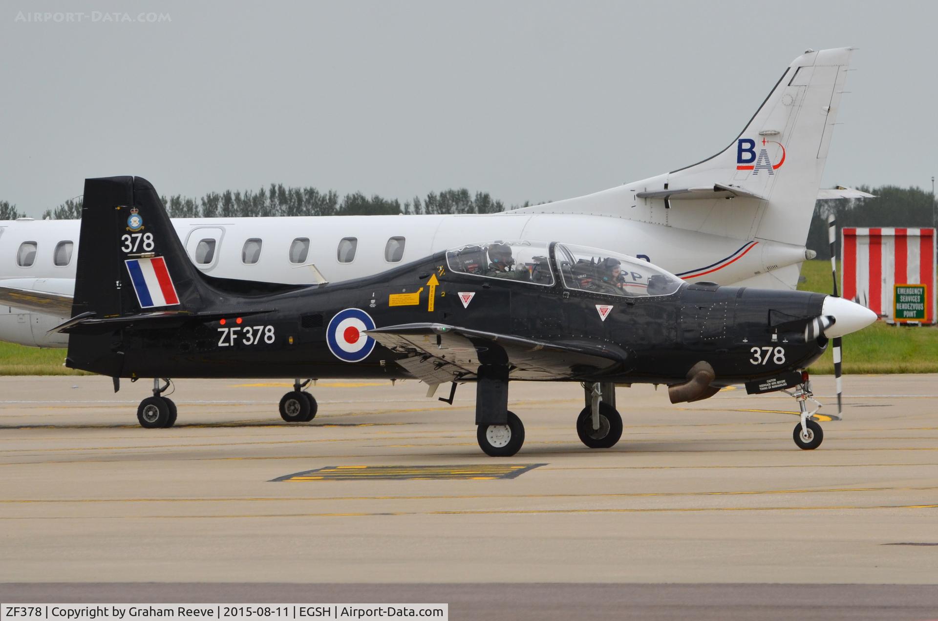 ZF378, 1992 Short S-312 Tucano T1 C/N S121/T92, Parked at Norwich.