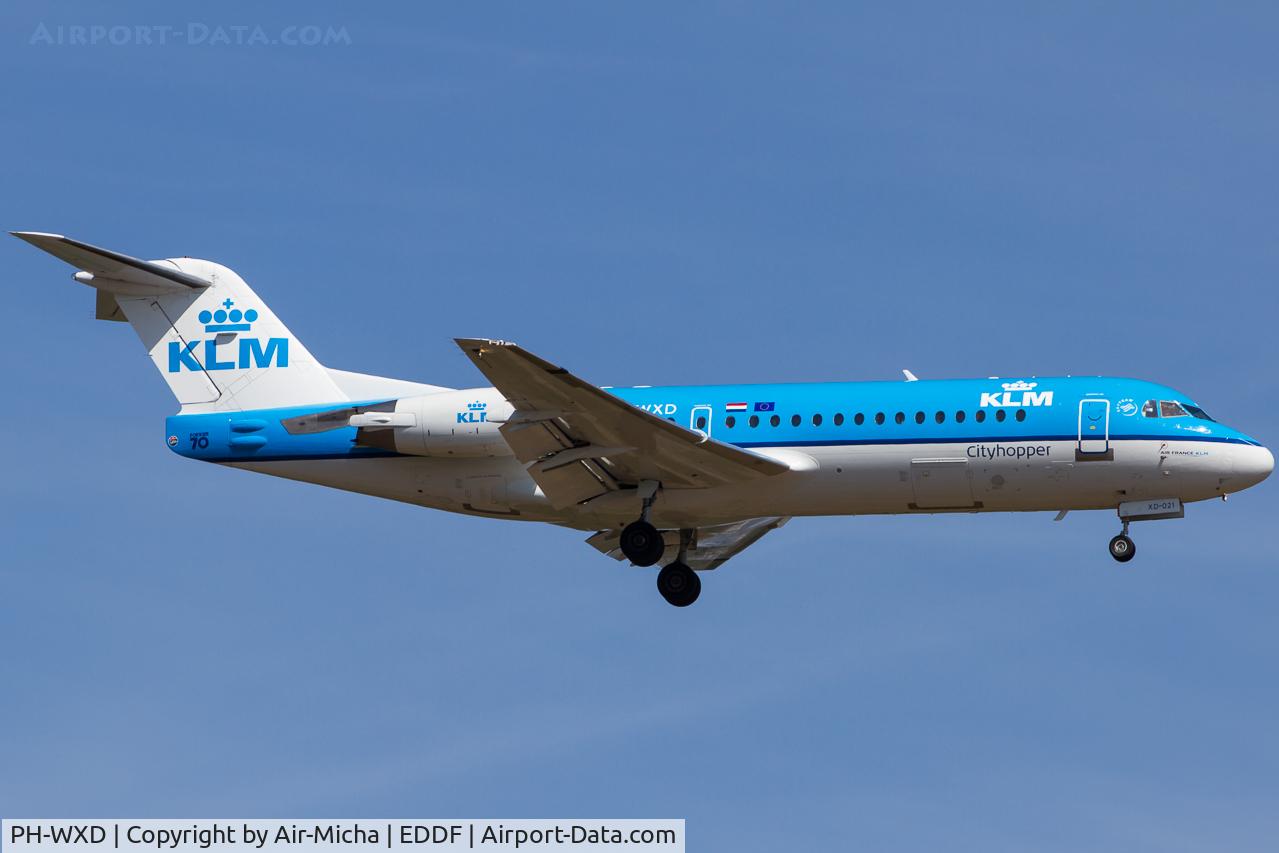 PH-WXD, 1995 Fokker 70 (F-28-0070) C/N 11563, KLM Cityhopper