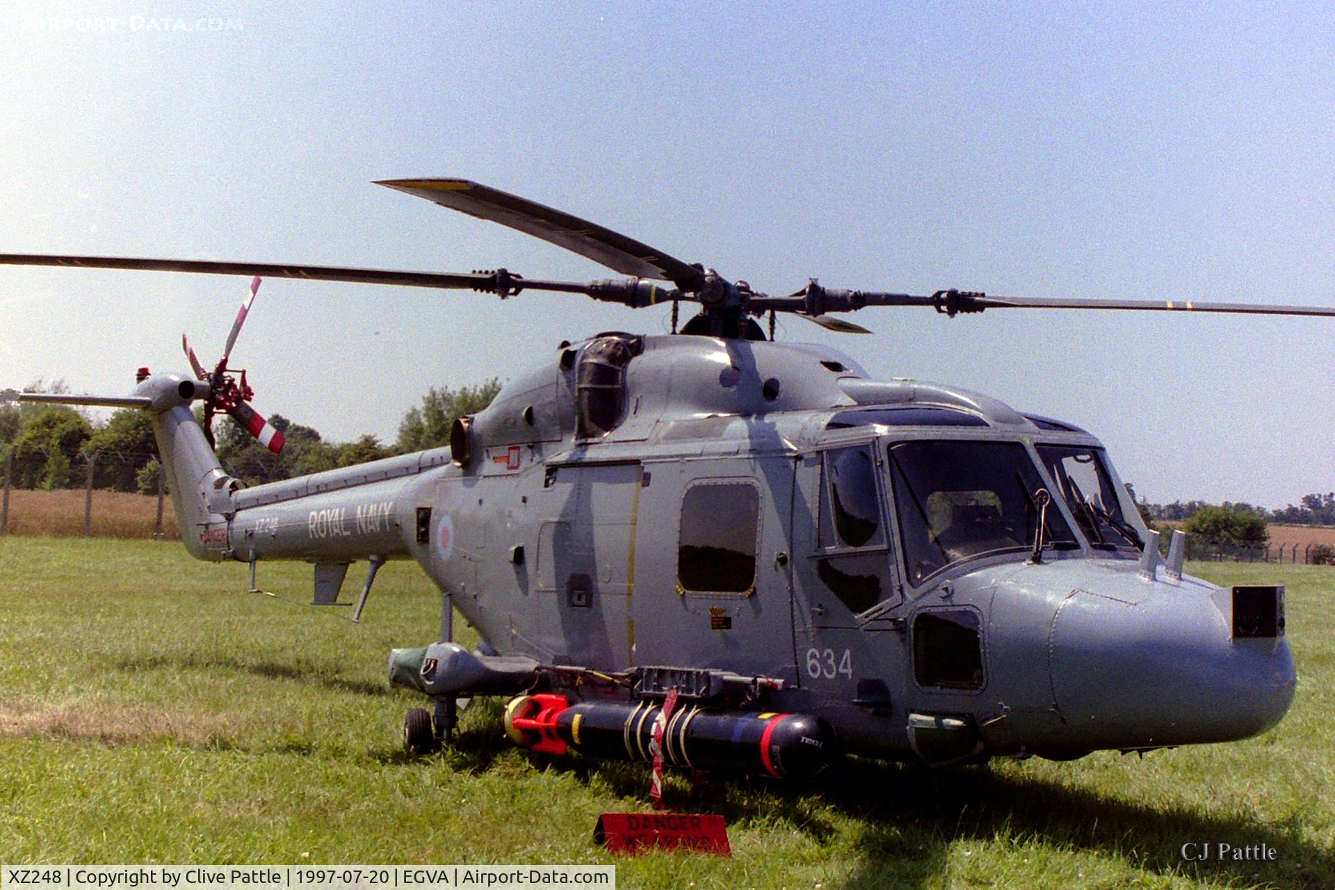 XZ248, 1978 Westland Lynx HAS.3S C/N 080, On display at RIAT '97 at RAF Fairford EGVA whilst coded '634' with 702 Naval Air Sqn RN