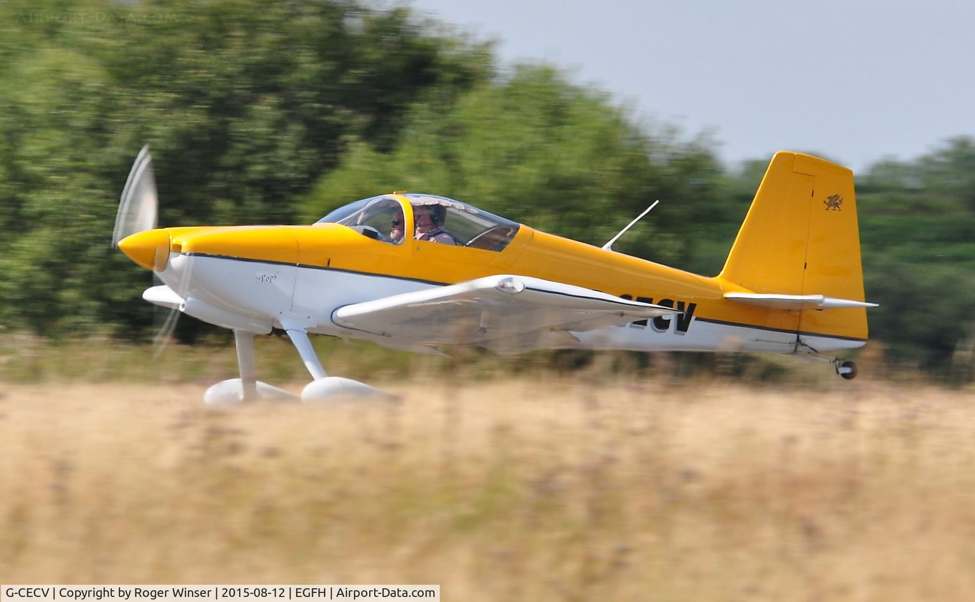 G-CECV, 2006 Vans RV-7 C/N PFA 323-14338, Visiting Vans RV-7 departing Runway 22.