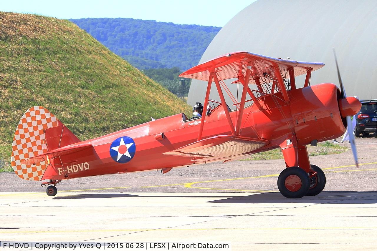 F-HDVD, 1940 Boeing A75N1 (PT-17) C/N 75-940, Boeing A75N1, Taxiing after display, Luxeuil-St Sauveur  Air Base 116 (LFSX) Air show 2015