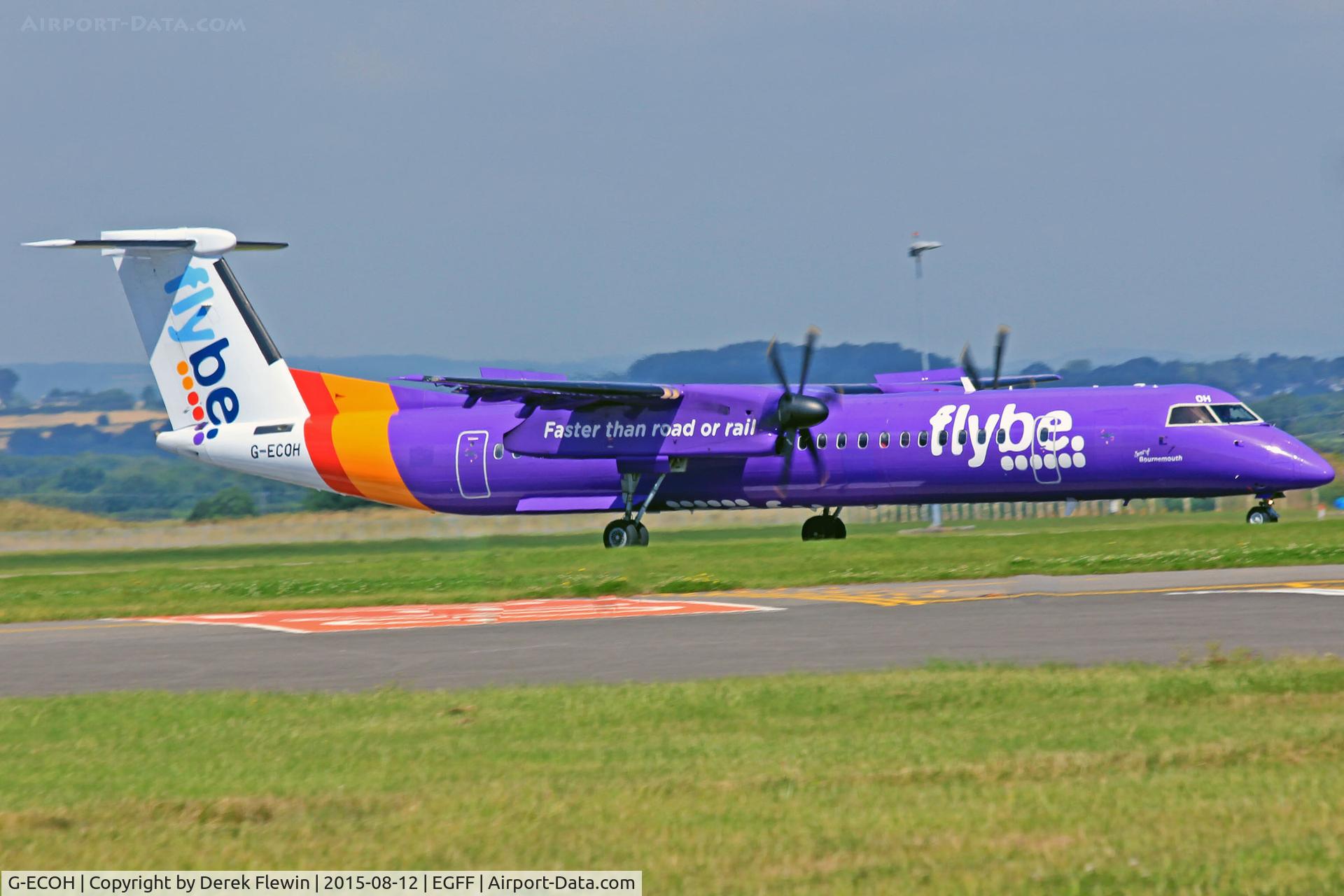 G-ECOH, 2008 De Havilland Canada DHC-8-402Q Dash 8 C/N 4221, Dash 8, Flybe, previously C-FSRW, callsign Jersey 3JV, 
landing on runway 12, out of Belfast City.