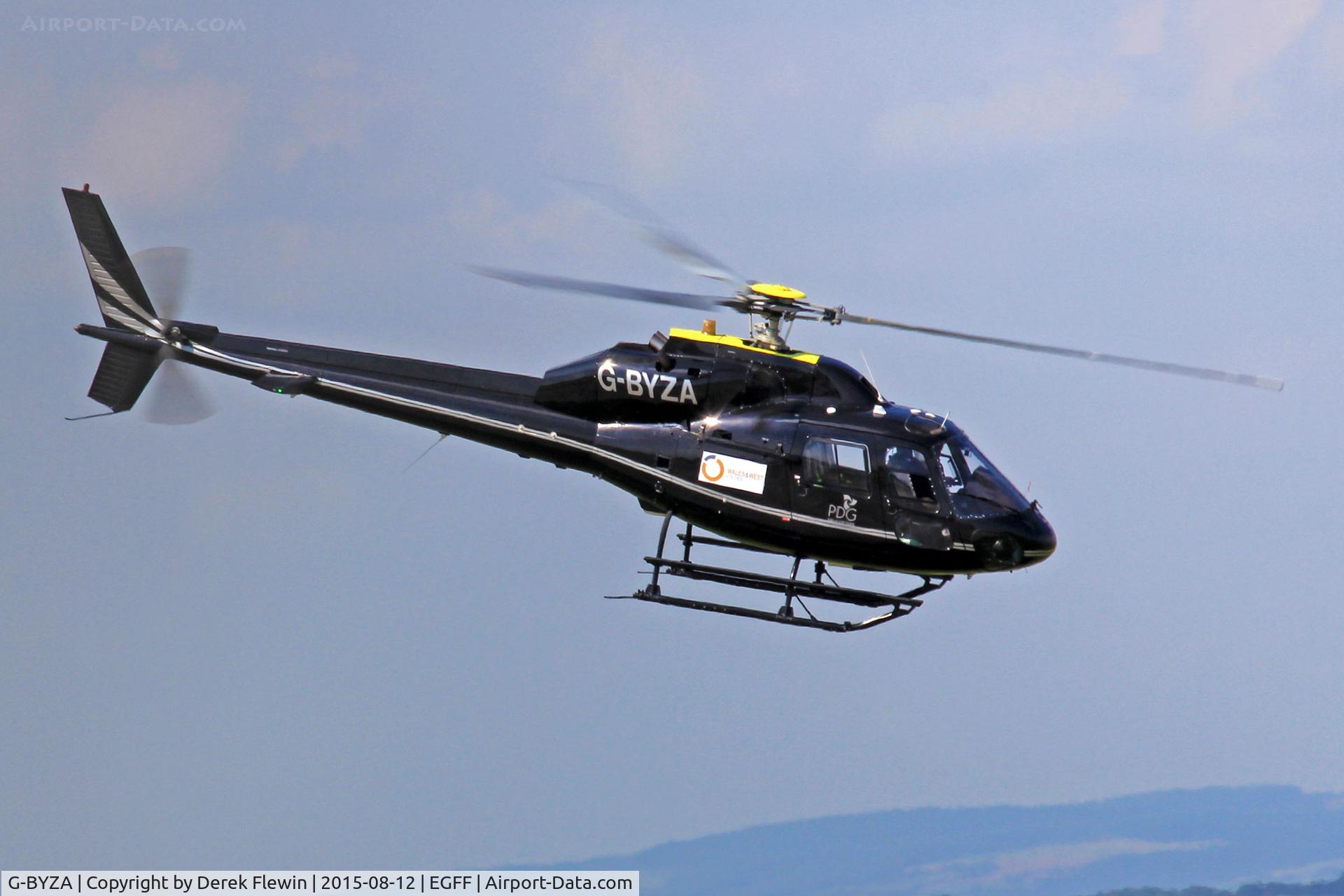 G-BYZA, 1992 Aerospatiale AS-355F-2 Ecureuil 2 C/N 5518, Ecureuil 2, PDG Helicopters, Cumbernauld based, previously F-OHNK, JA6764, callsign Pipeline 67, seen departing to the East.