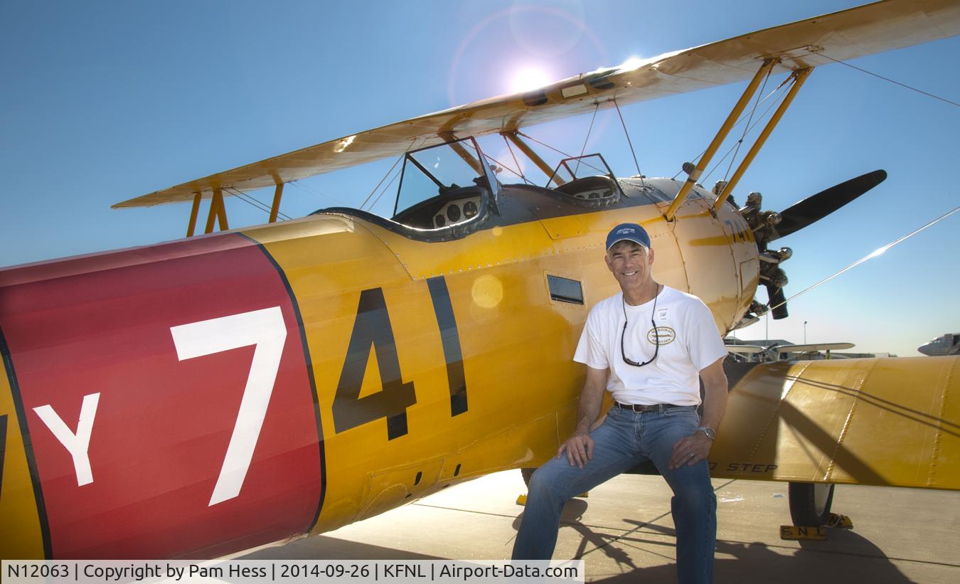 N12063, 1941 Naval Aircraft Factory N3N-3 C/N 2996, 40s Forever Event. Pilot with his Aircraft.