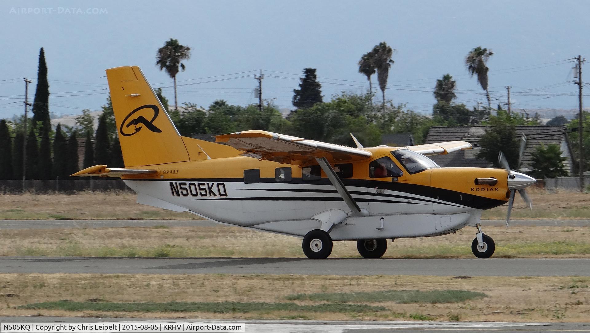 N505KQ, 2009 Quest Kodiak 100 C/N 100-0025, Town and Country Aviation LLC (Palo Alto, CA) 2009 Quest Kodiak landing on runway 31R at Reid Hillview Airport, CA. This Kodiak was ferrying passengers all day to a private airstrip up in the eastern foothills. A Kodiak at KRHV is very, very rare!