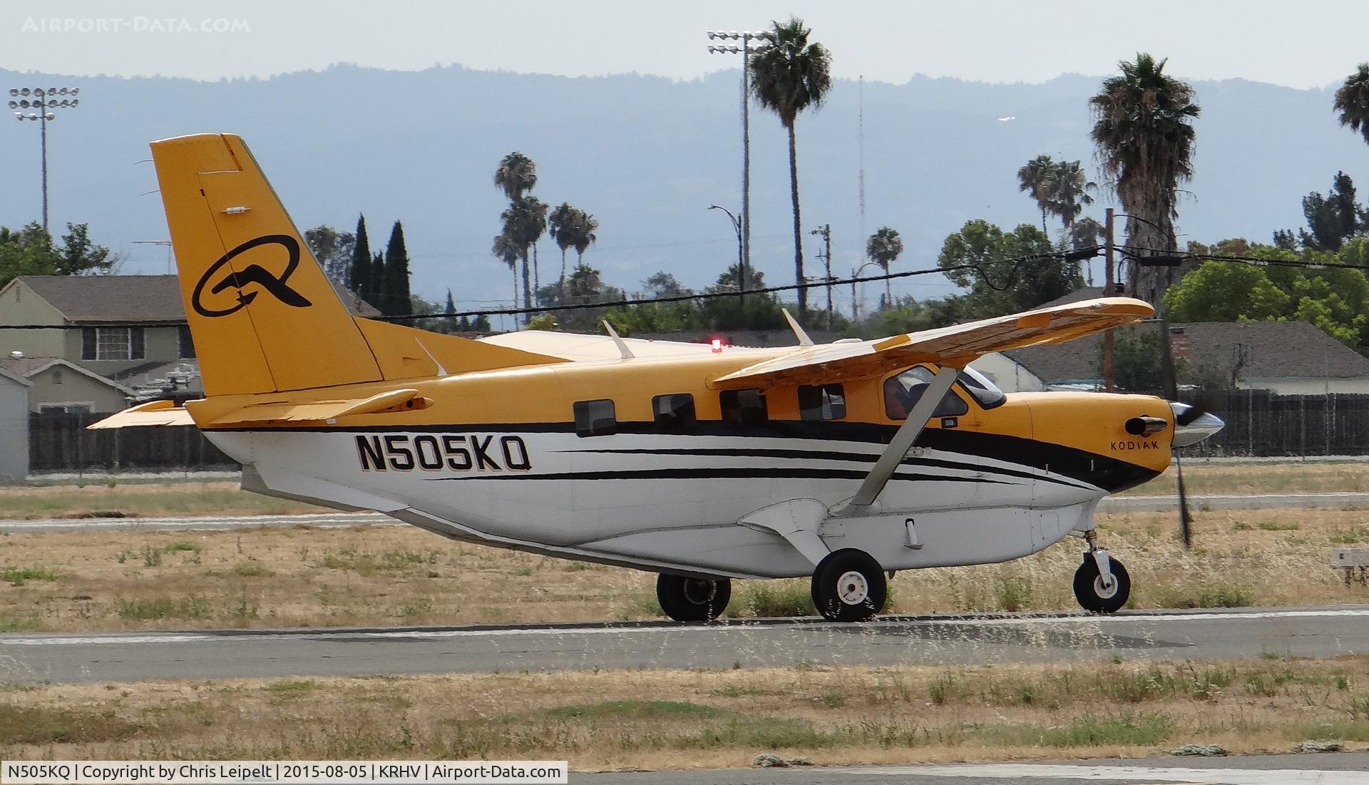 N505KQ, 2009 Quest Kodiak 100 C/N 100-0025, Town and Country Aviation LLC (Palo Alto, CA) 2009 Quest Kodiak landing on runway 31R at Reid Hillview Airport, CA. This Kodiak was ferrying passengers all day to a private airstrip up in the eastern foothills. A Kodiak at KRHV is very, very rare!