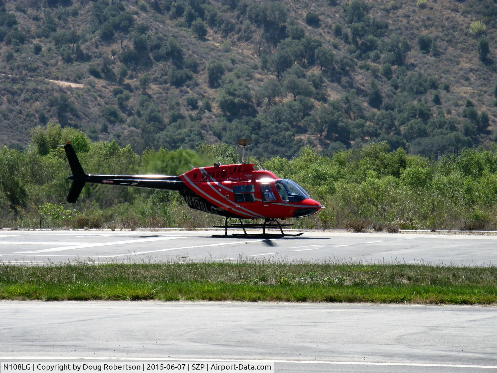 N108LG, 1998 Bell 206B JetRanger III C/N 4481, 1998 Bell 206B JetRanger III, Allison 250 C20B Turboshaft 420 shp flat rated at 317 shp, rotor stopped, down on SZP's Helipad