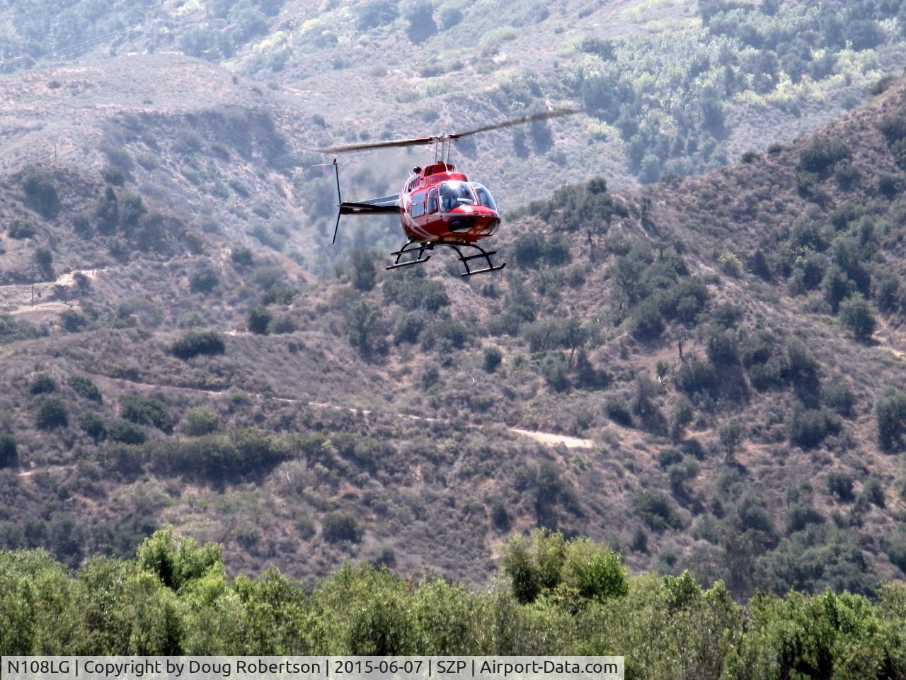 N108LG, 1998 Bell 206B JetRanger III C/N 4481, 1998 Bell 206B JetRanger III, Allison 250 C20B Turboshaft 420 shp flat rated at 317 shp, arrival to SZP Helipad over river route