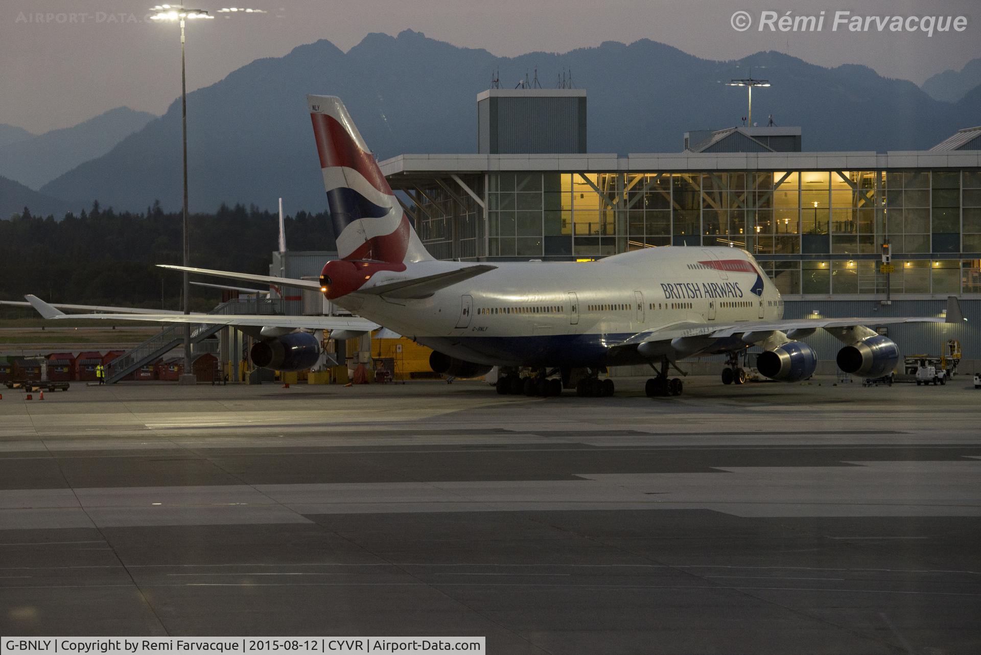 G-BNLY, 1993 Boeing 747-436 C/N 27090, Shot from Terminal A (domestic). About ready to push back.
