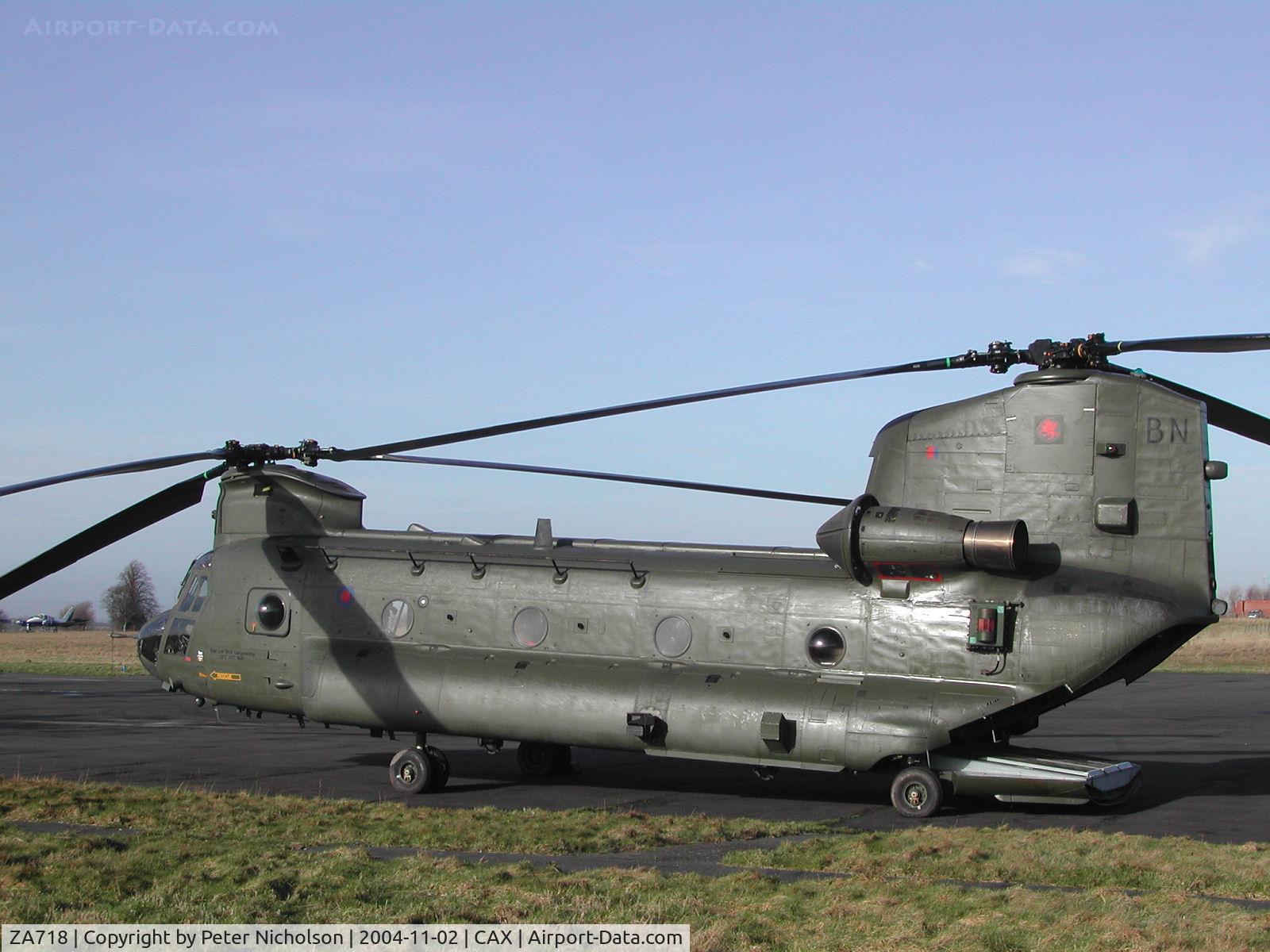 ZA718, Boeing Vertol Chinook HC.2 C/N M/A030/B-849/M7001, Another view of this Chinook HC.2, callsign Vortex 536, of 18 Squadron on a visit to Carlisle in February 2004