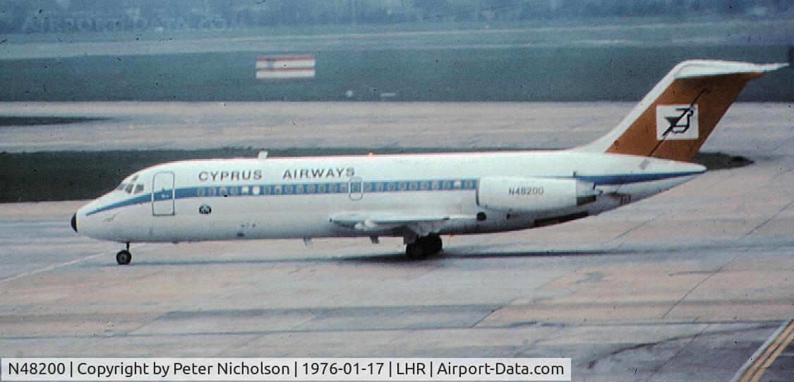 N48200, 1966 Douglas DC-9-15 C/N 45721, DC-9-15 of Cyprus Airways as seen at Heathrow in January 1976.