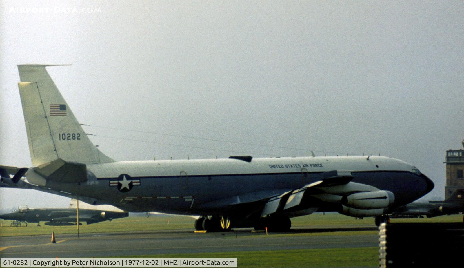 61-0282, 1961 Boeing EC-135H Stratotanker C/N 18189, EC-135H Stratotanker of the 10th Airborne Command and Control Squadron based at RAF Mildenhall as seen there in December 1977.