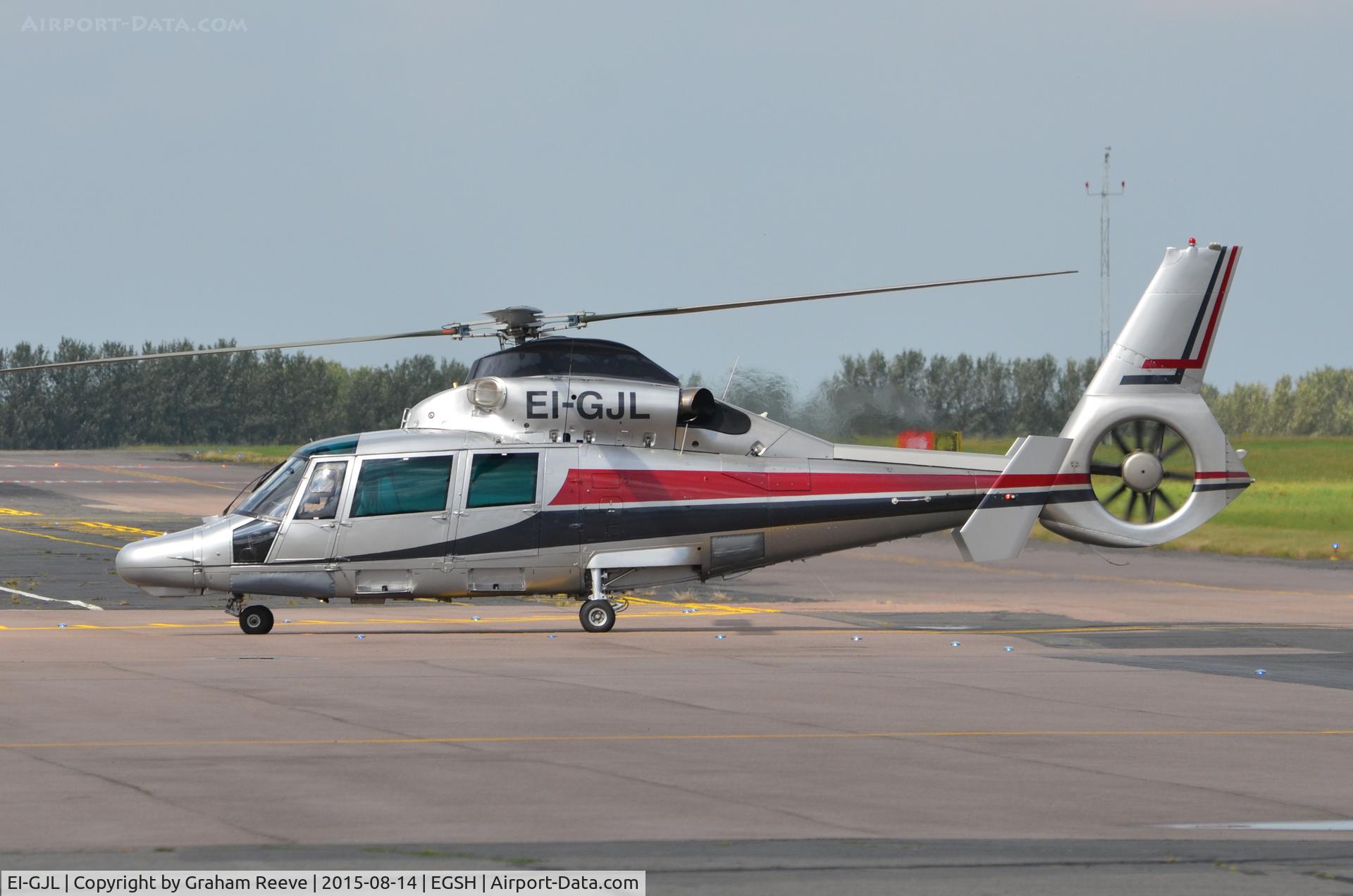EI-GJL, 2007 Eurocopter AS-365N-3 Dauphin 2 C/N 6785, Just landed at Norwich.