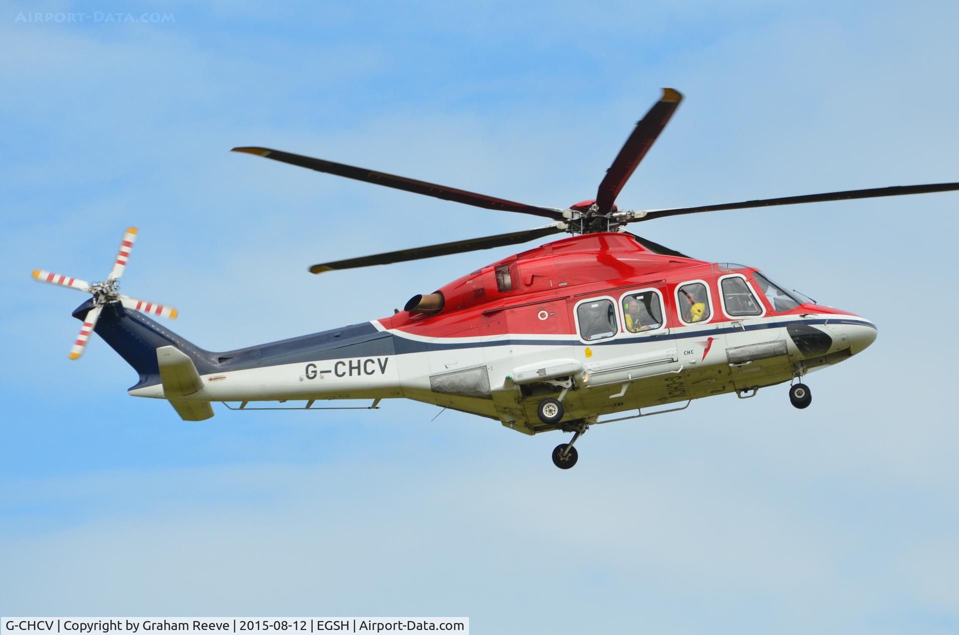 G-CHCV, 2007 AgustaWestland AW-139 C/N 41005, Landing at Norwich.