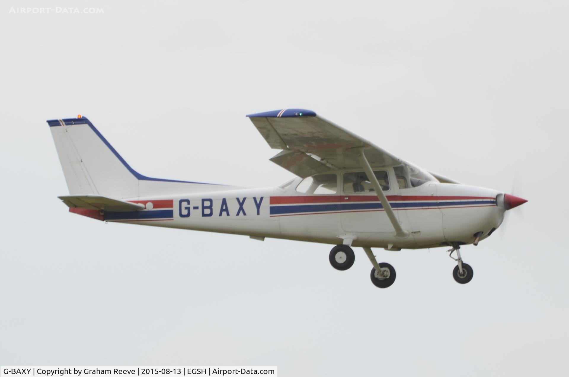 G-BAXY, 1972 Reims F172M ll Skyhawk C/N 0905, Landing at Norwich.
