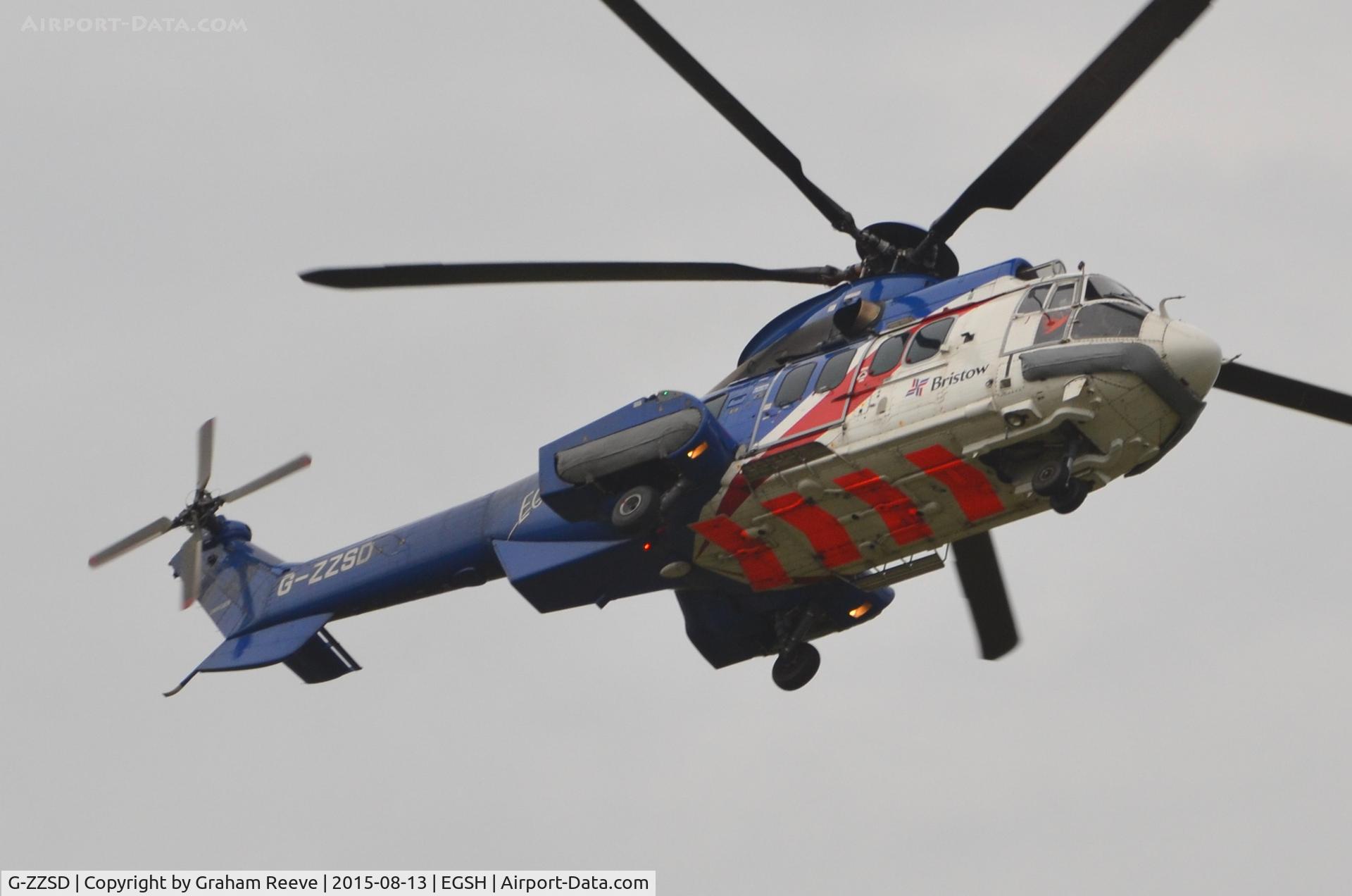 G-ZZSD, 2006 Eurocopter EC-225LP Super Puma Mk2+ C/N 2658, About to land at Norwich.