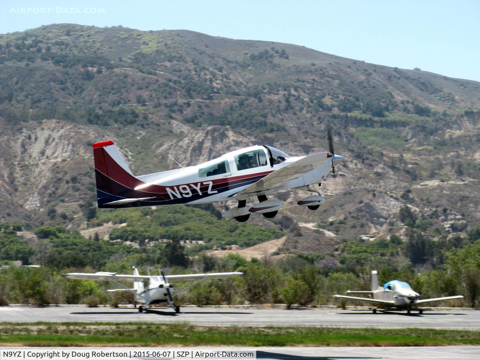 N9YZ, 1975 Grumman American AA-5A Cheetah C/N AA5-0822, 1975 Grumman American AA-5A CHEETAH, Lycoming O-320 150 Hp, another takeoff climb Rwy 22, Young Eagles Flight