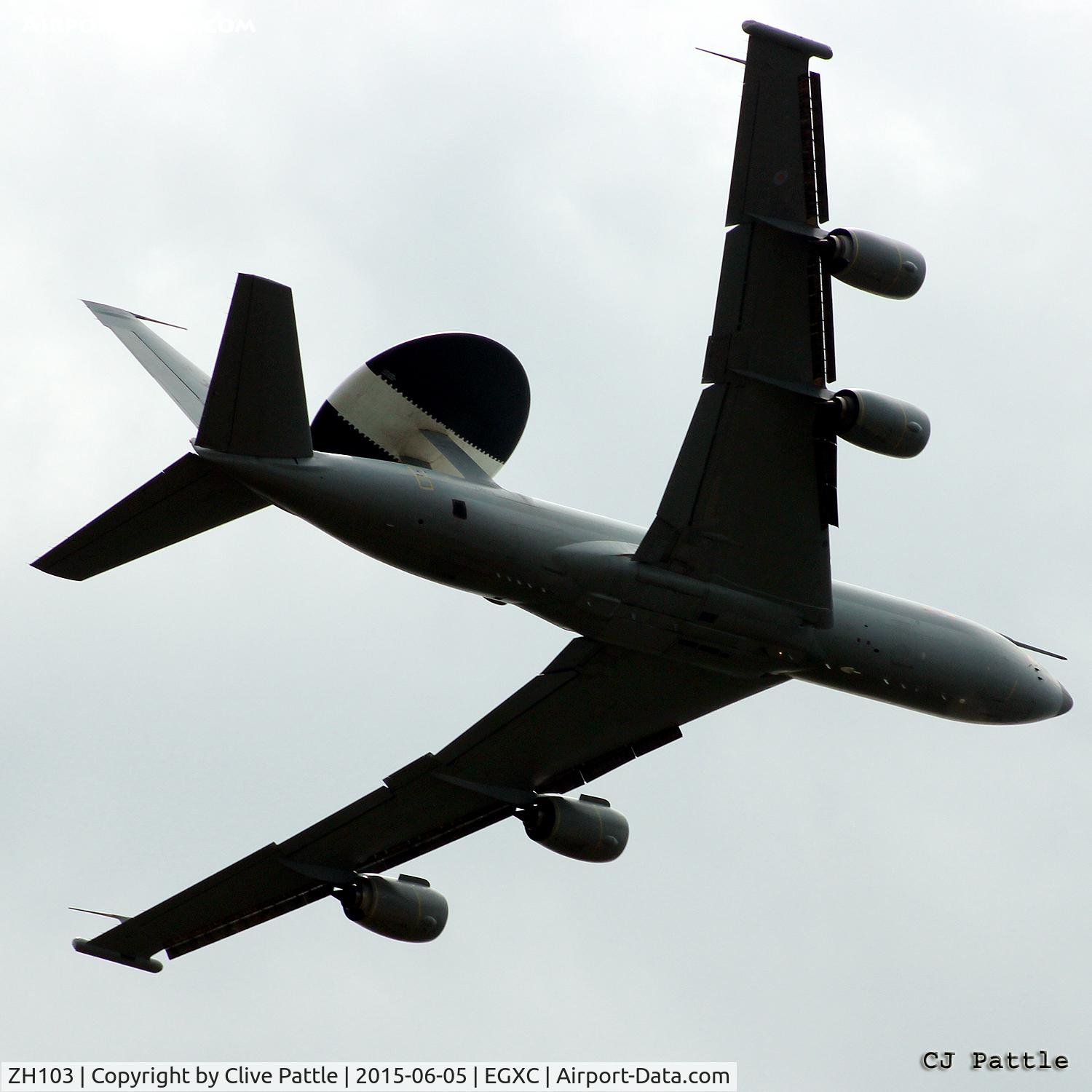 ZH103, 1990 Boeing E-3D Sentry AEW.1 Sentry C/N 24111, Pictured doing circuits whilst temporarily detached to RAF Coningsby EGXC from its base at nearby RAF Waddington EGXW whilst the latter's runway is resurfaced.