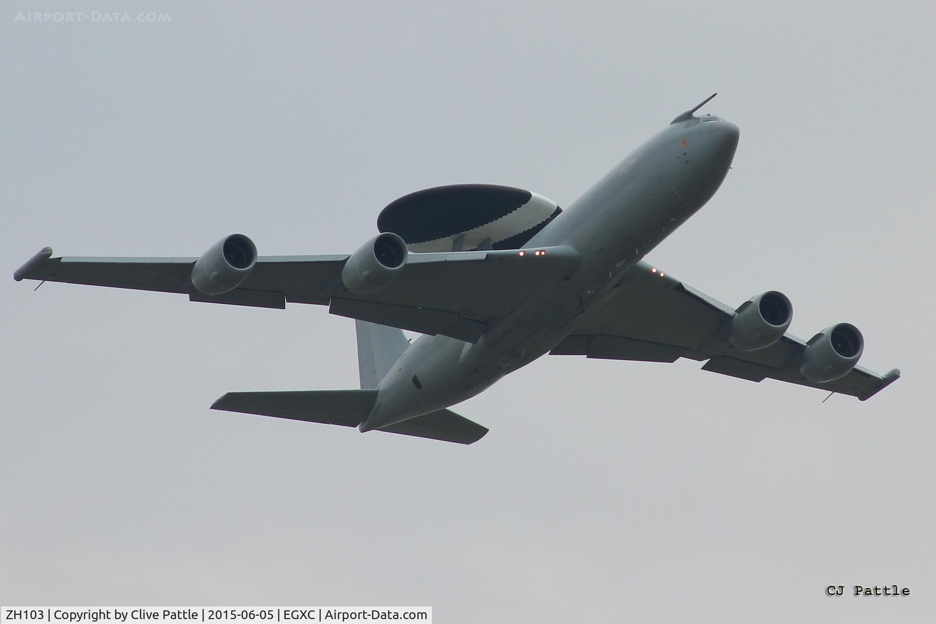 ZH103, 1990 Boeing E-3D Sentry AEW.1 Sentry C/N 24111, Pictured doing circuits whilst temporarily detached to RAF Coningsby EGXC from its base at nearby RAF Waddington EGXW whilst the latter's runway is resurfaced.