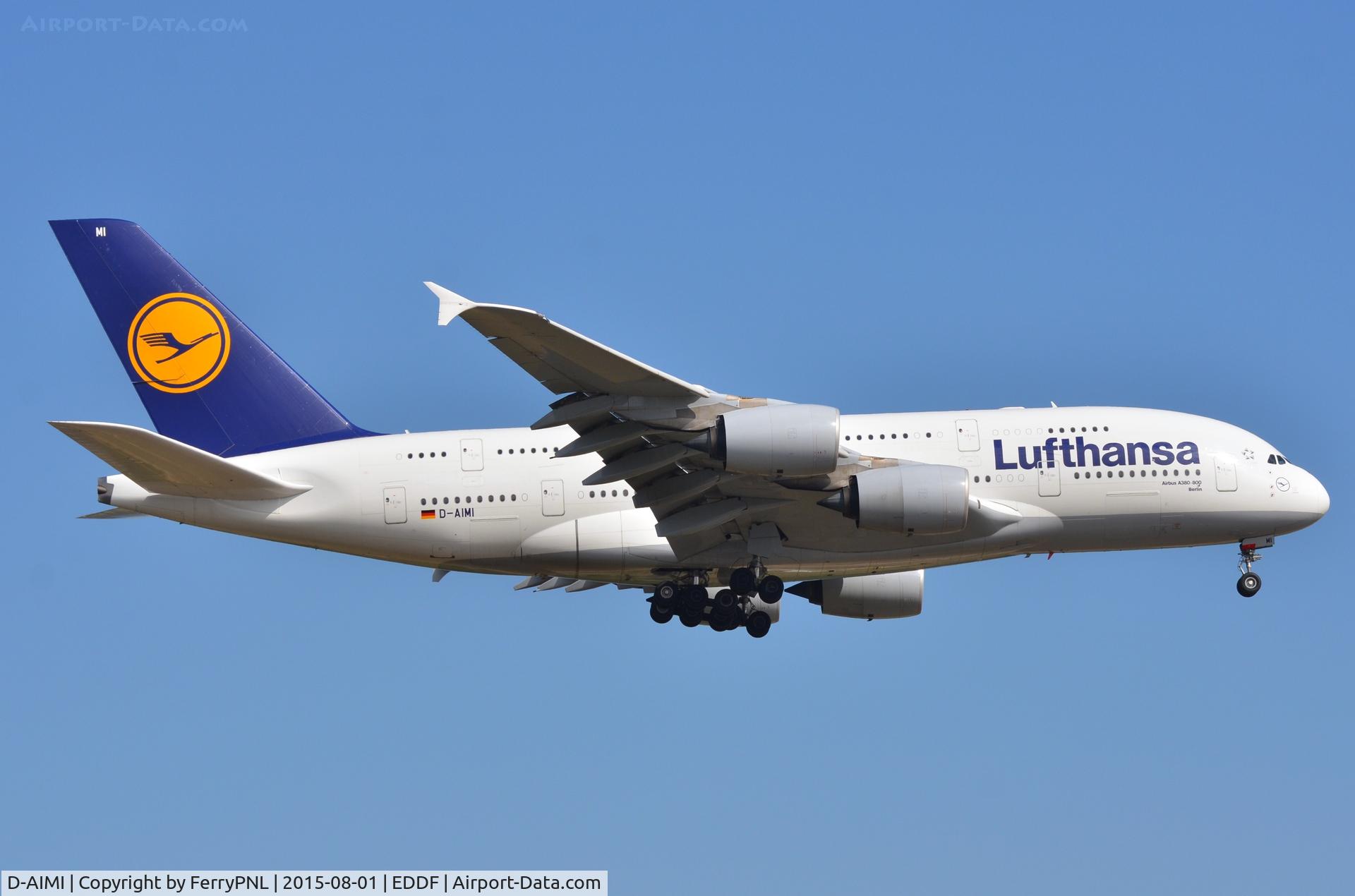 D-AIMI, 2011 Airbus A380-841 C/N 072, Lufthansa A388 landing