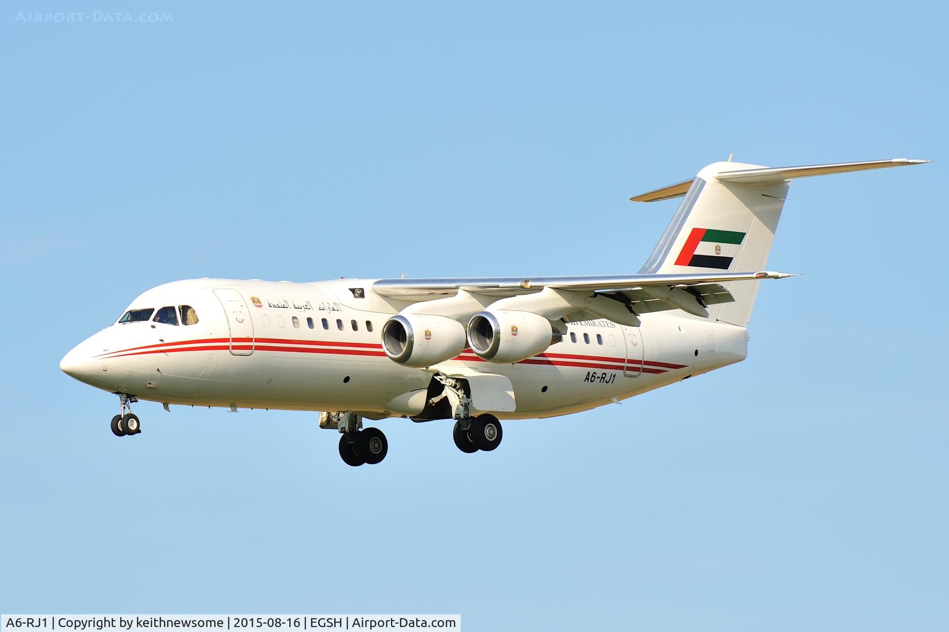 A6-RJ1, 1998 British Aerospace Avro 146-RJ85A C/N E2323, Nice Return Visitor.