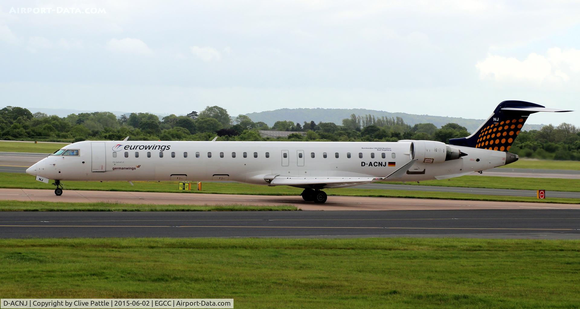 D-ACNJ, 2010 Bombardier CRJ-900 NG (CL-600-2D24) C/N 15249, Heading for the gates after arrival at Manchester Airport EGCC