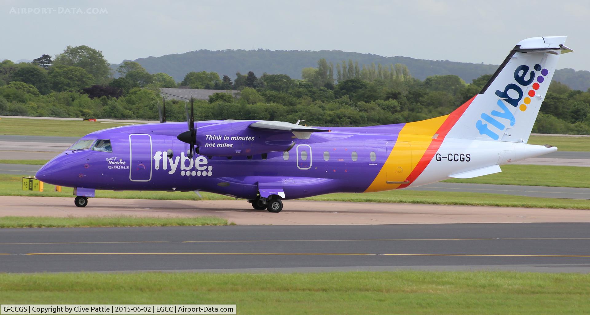 G-CCGS, 1998 Dornier 328-100 C/N 3101, Heading for the gates after arrival at Manchester Airport EGCC