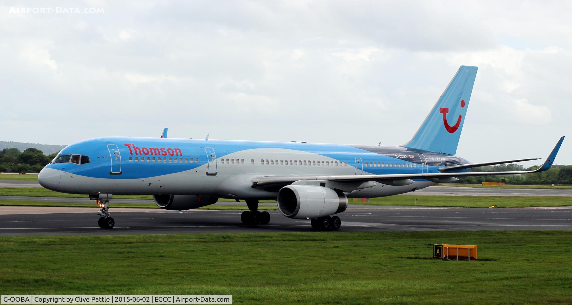 G-OOBA, 2000 Boeing 757-28A C/N 32446, Heading for the gates after arrival at Manchester Airport EGCC