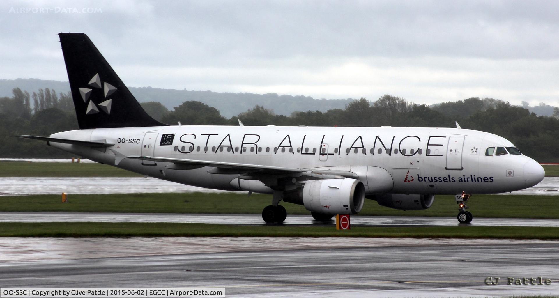 OO-SSC, 1999 Airbus A319-112 C/N 1086, Moments after arrival at Manchester Airport EGCC
