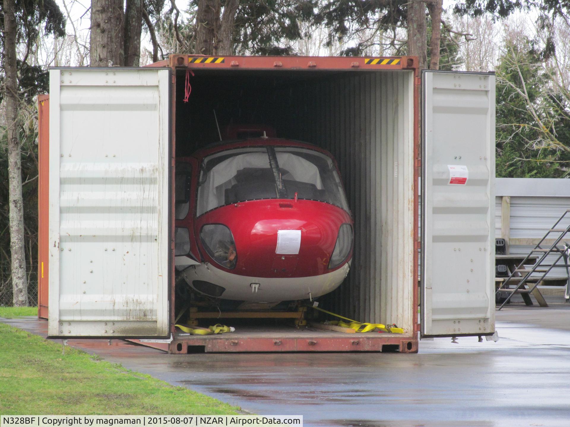 N328BF, 2007 Eurocopter AS-350B-2 Ecureuil Ecureuil C/N 4284, in container on arrival at oceania aviation