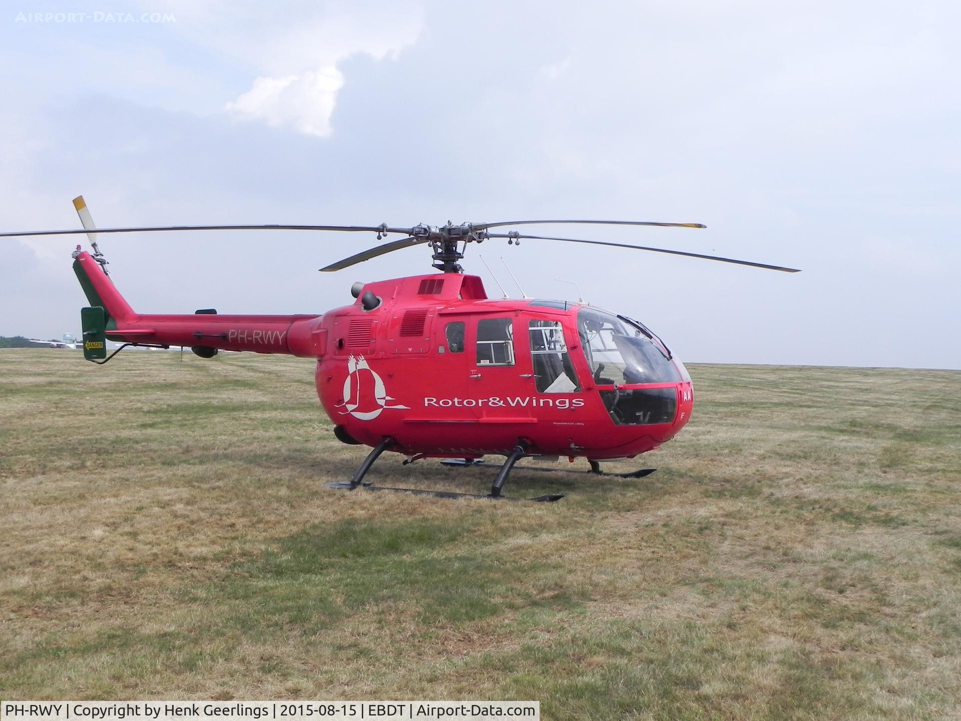 PH-RWY, 1993 MBB Bo-105DBS-4 C/N S-34/912, Oldtimer Fly In , Schaffen Diest , Aug 2015 
c/s Rotary & Wings, otherside c/s is Rotarywings
