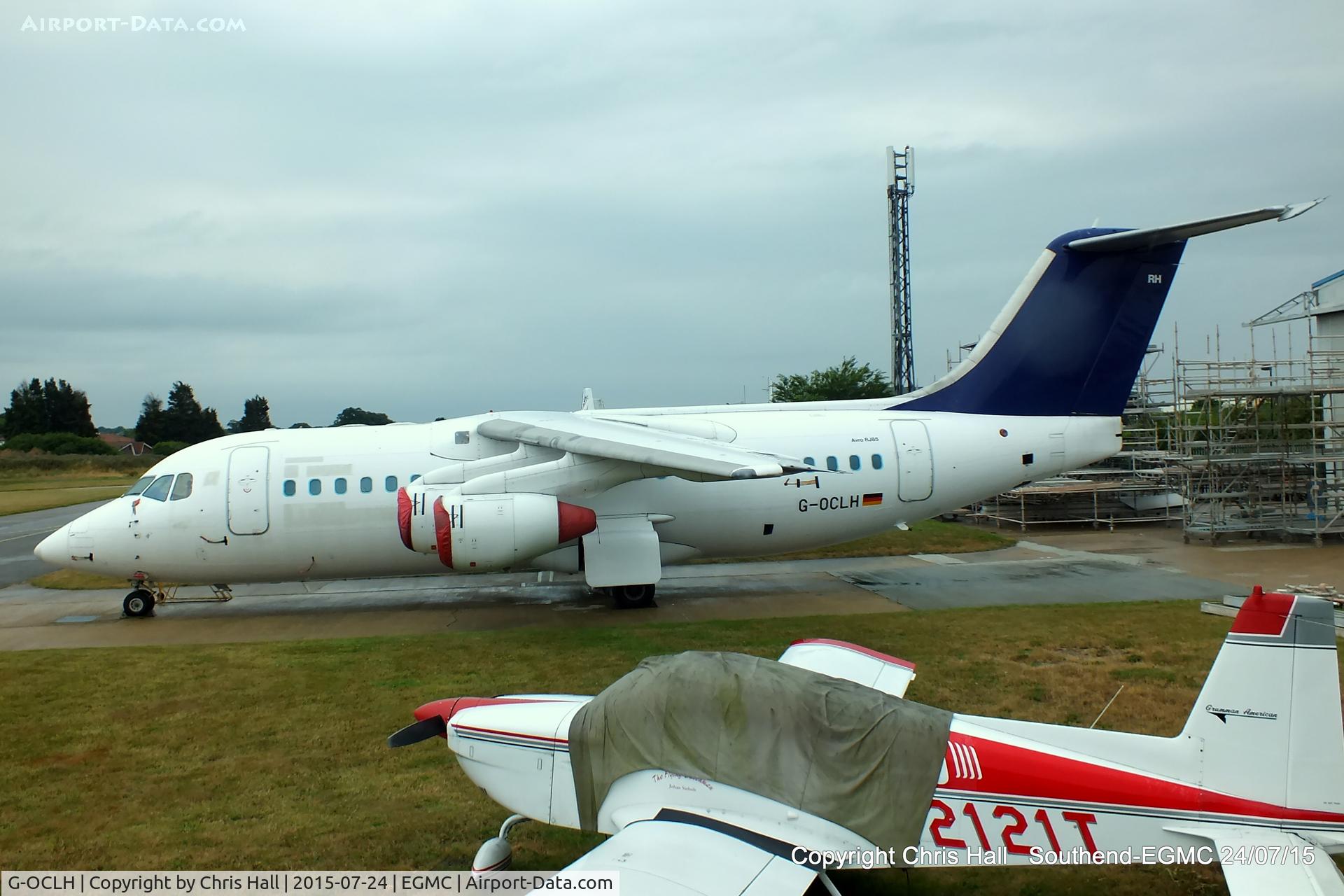 G-OCLH, 1995 British Aerospace Avro 146-RJ85 C/N E.2268, stored at Southend Airport