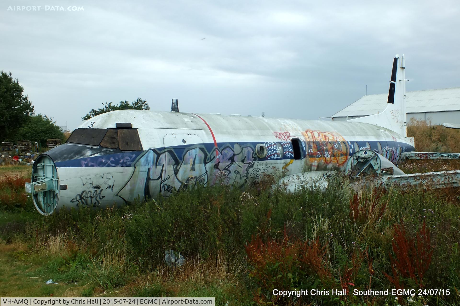 VH-AMQ, 1968 Hawker Siddeley HS.748-228 Srs 2A C/N 1603, behind a Hotel next to Southend Airport