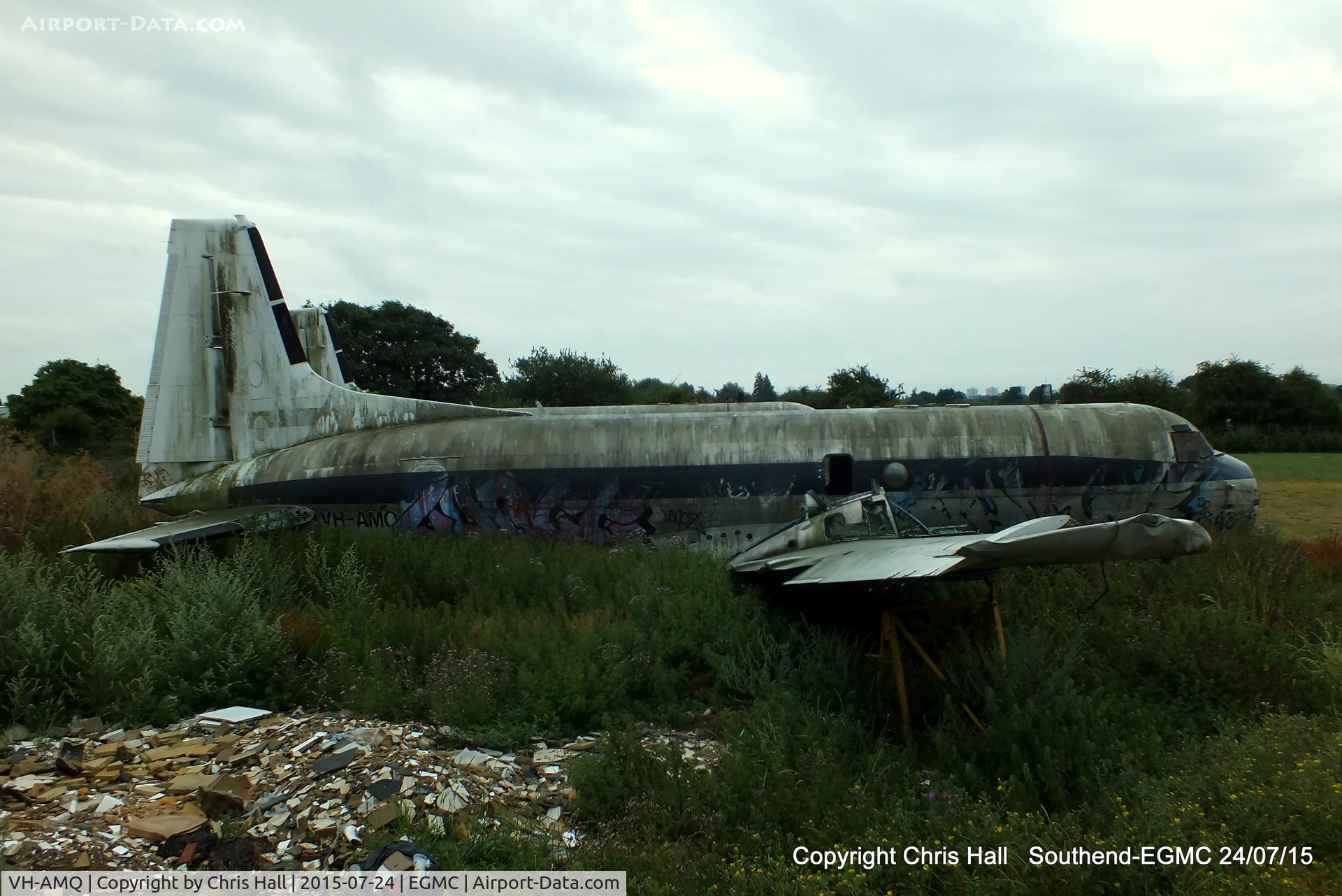 VH-AMQ, 1968 Hawker Siddeley HS.748-228 Srs 2A C/N 1603, behind a Hotel next to Southend Airport