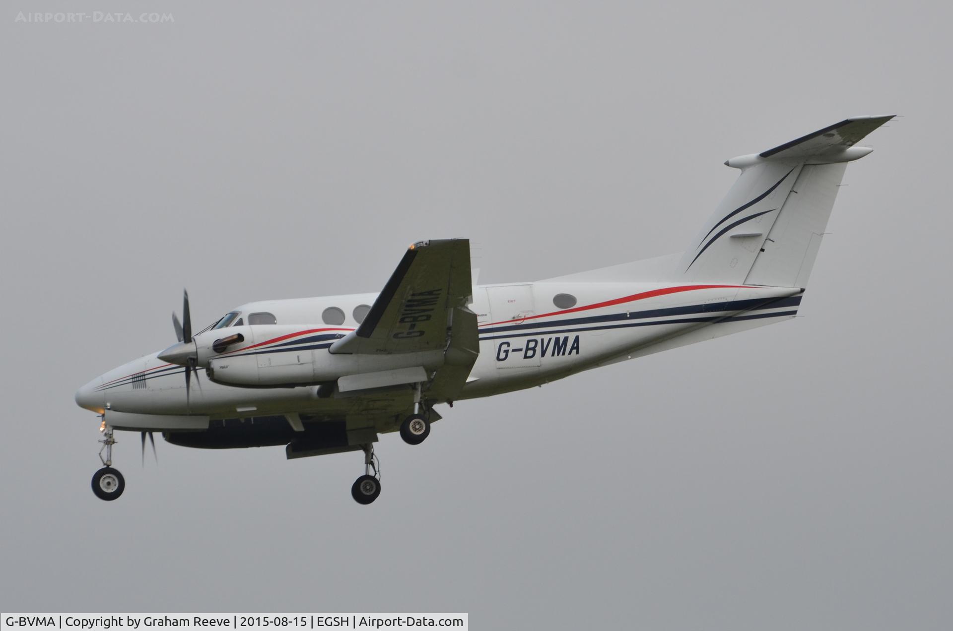 G-BVMA, 1980 Beech 200 Super King Air C/N BB-797, Landing at Norwich.