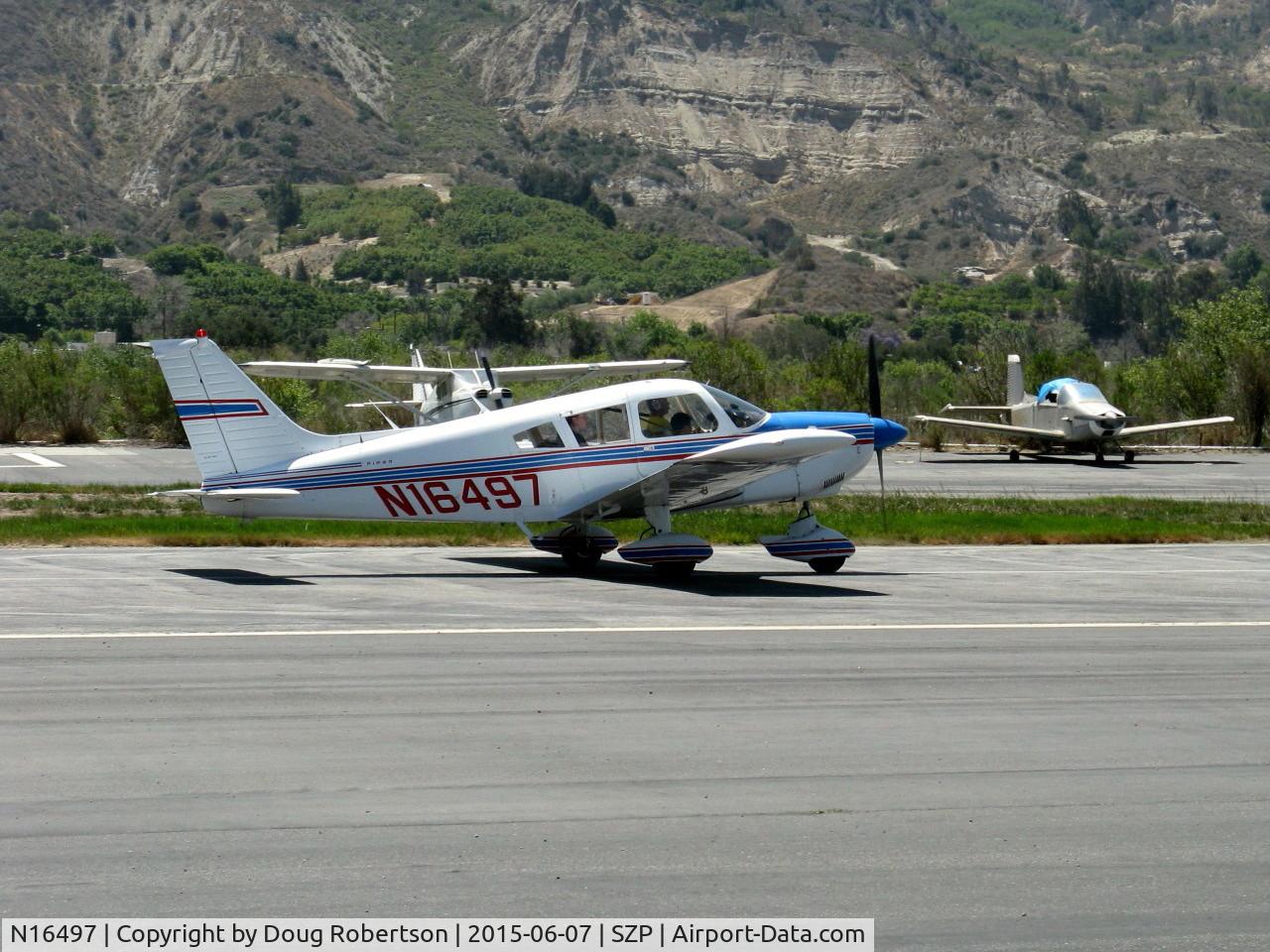 N16497, 1973 Piper PA-28-235 Cherokee Charger C/N 28-7310101, 1973 Piper PA-28-235 CHEROKEE CHARGER, Lycoming O-540-D4B5 235 Hp, another landing roll Rwy 22, Young Eagles Flight