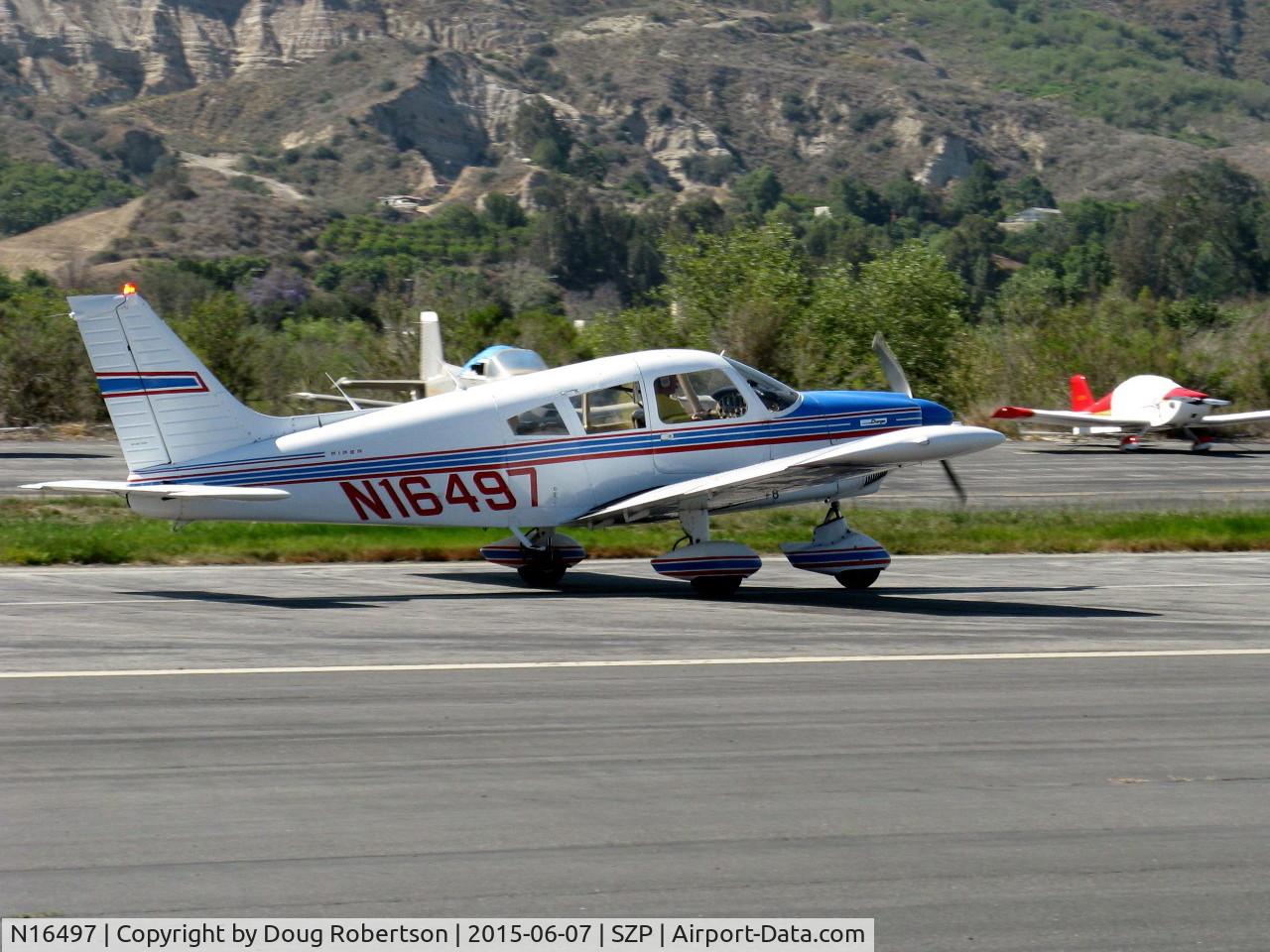 N16497, 1973 Piper PA-28-235 Cherokee Charger C/N 28-7310101, 1973 Piper PA-28-235 CHEROKEE CHARGER, Lycoming O-540-D4B5 235 Hp, landing roll Rwy 22-arriving to give Young Eagles Flights