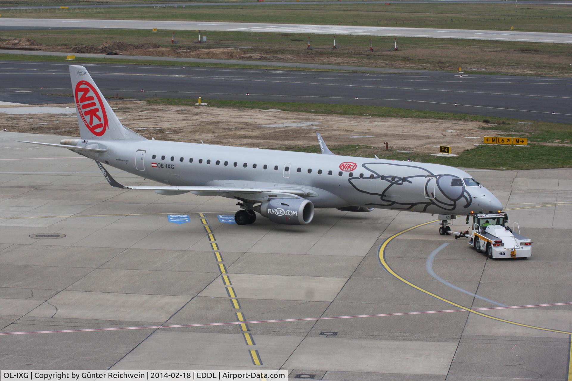 OE-IXG, 2011 Embraer 190LR (ERJ-190-100LR) C/N 19000435, Niki-Air pushed out of parking position