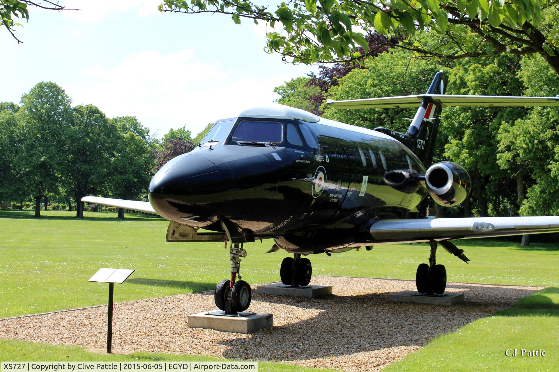 XS727, 1965 Hawker Siddeley HS.125 Dominie T.1 C/N 25045, On Gate Guard display duty at the Royal Air Force College at Cranwell, EGYD